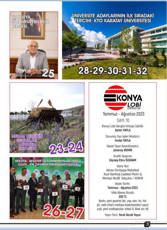 KONYA LOBİ Temmuz Ağustos 2023