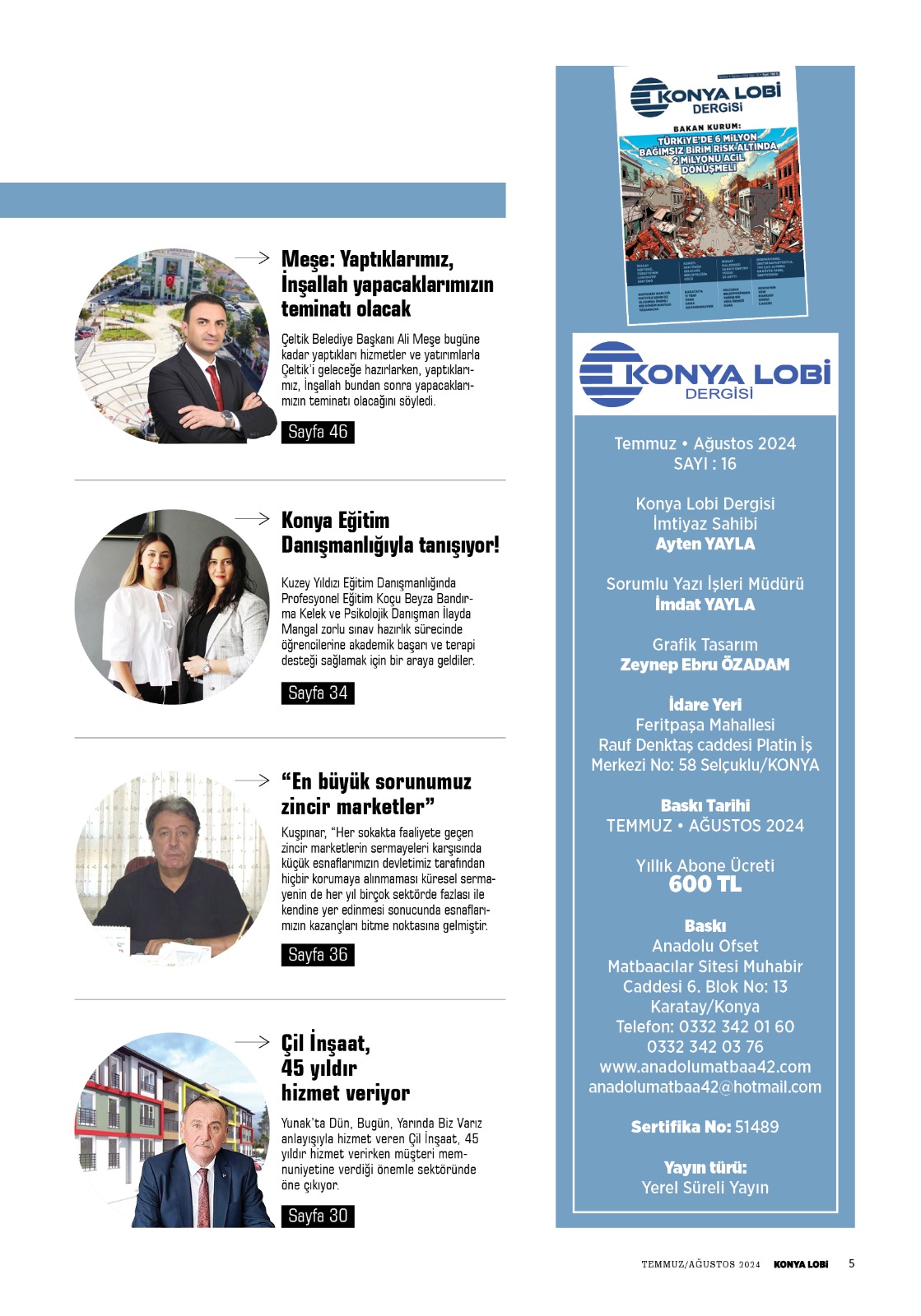 KONYA   LOBİ  DERGİSİ  AĞUSTOS 2024