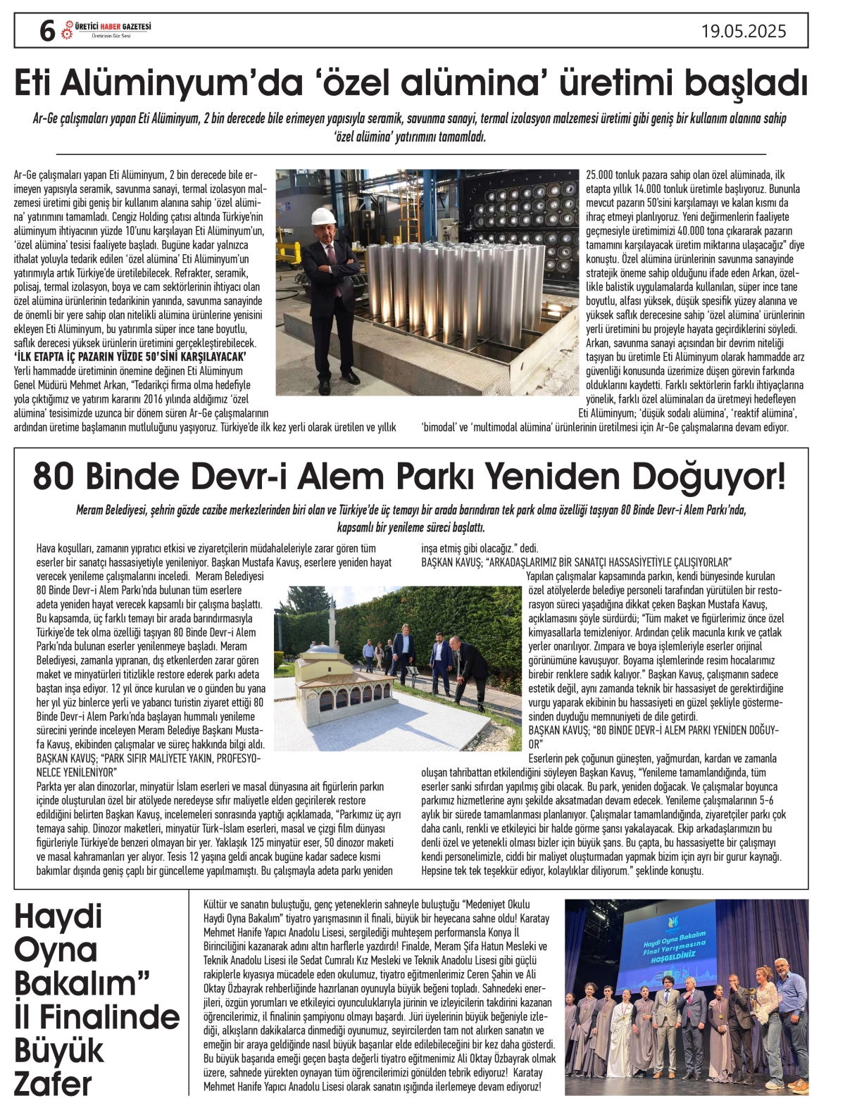 ÜRETİCİ  HABER GAZETESİ   19.05.2025