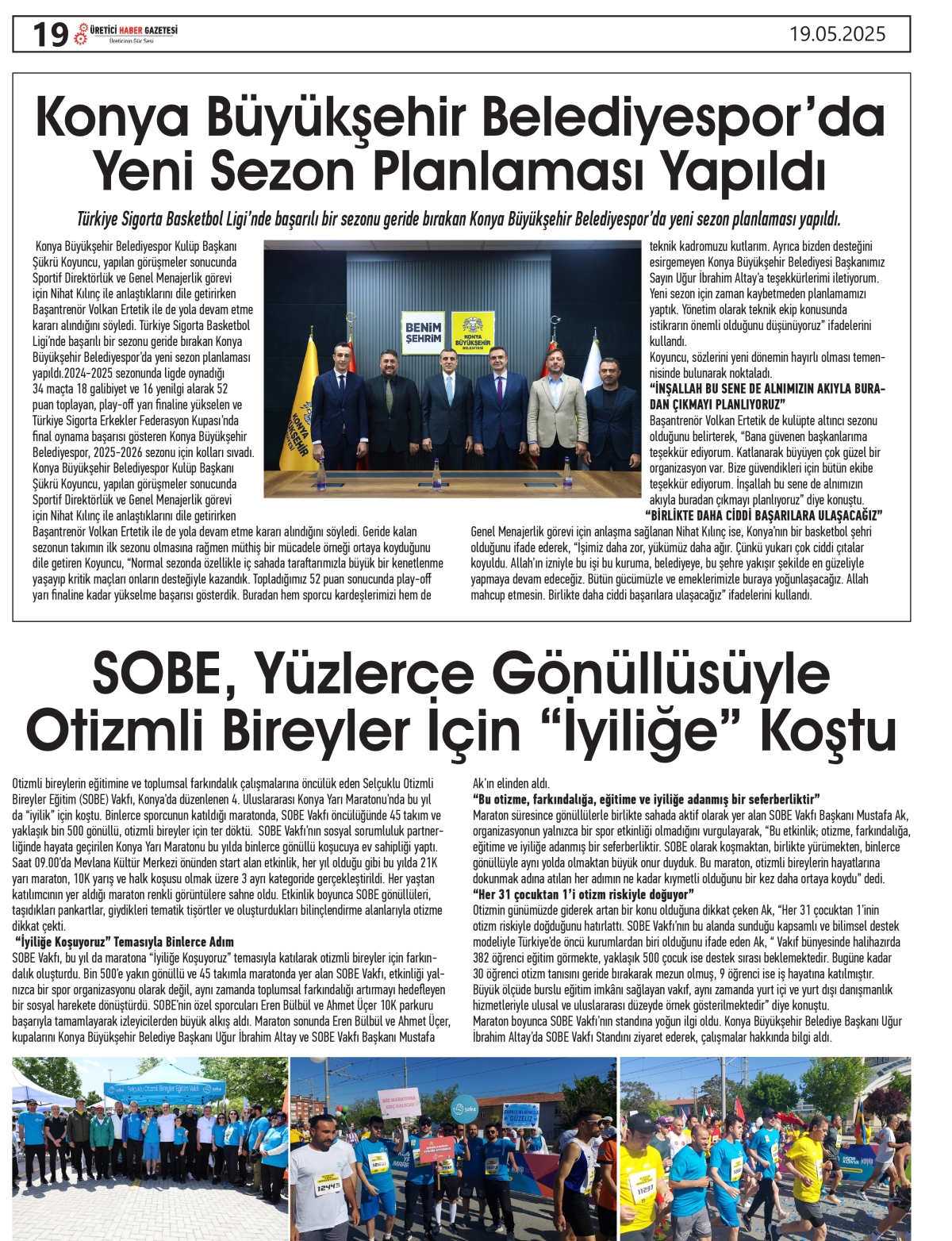 ÜRETİCİ  HABER GAZETESİ   19.05.2025