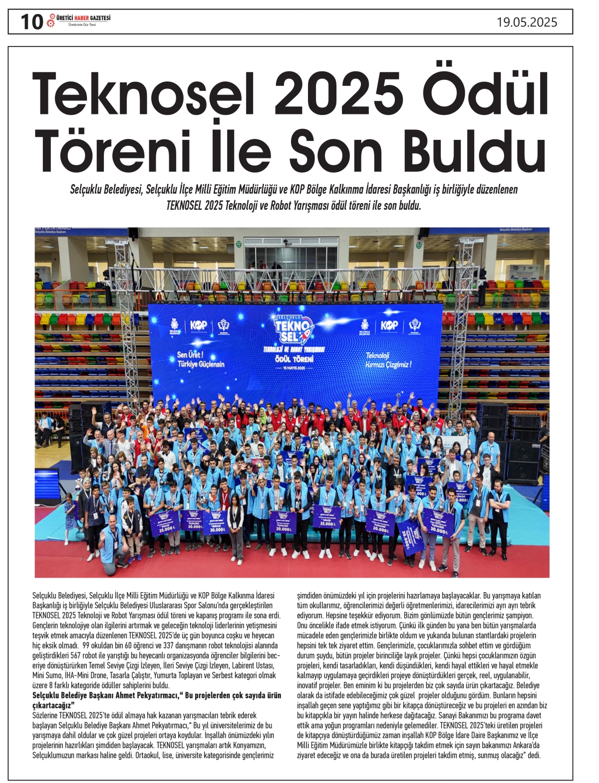 ÜRETİCİ  HABER GAZETESİ   19.05.2025