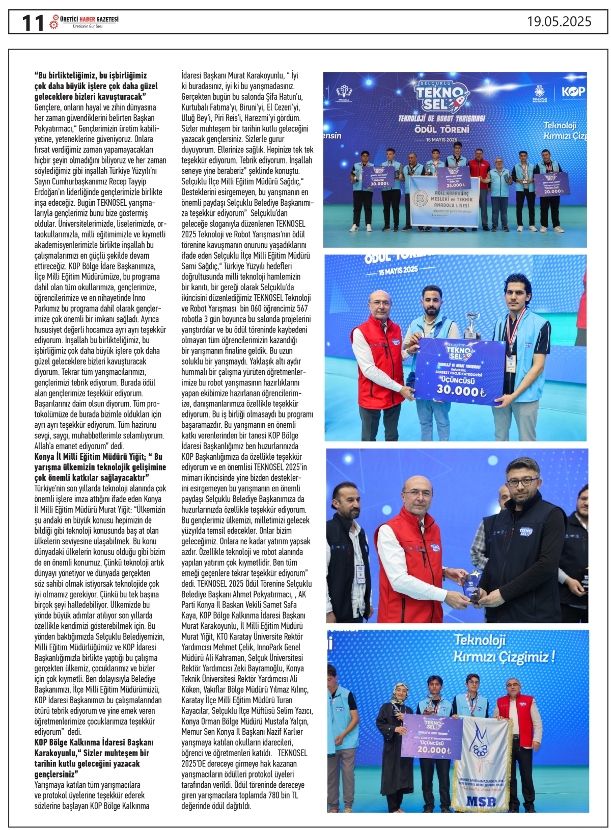 ÜRETİCİ  HABER GAZETESİ   19.05.2025