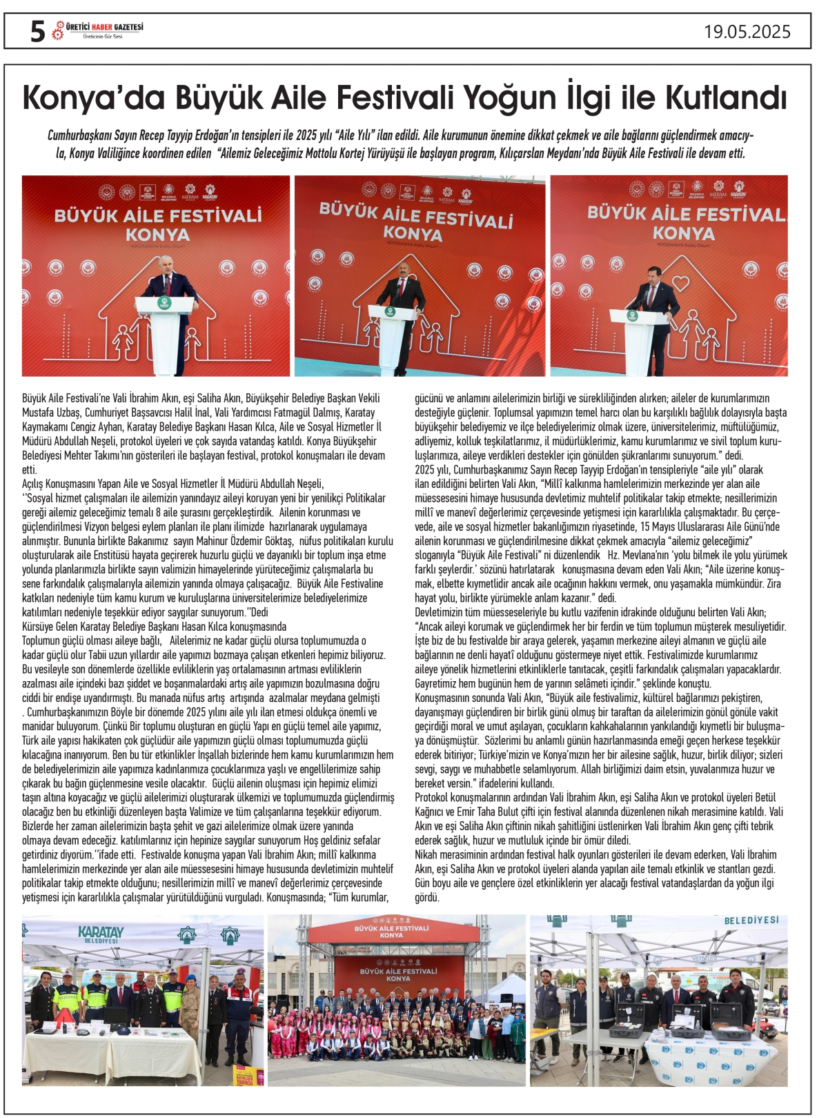 ÜRETİCİ  HABER GAZETESİ   19.05.2025