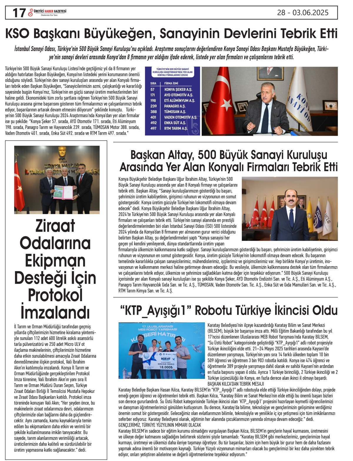 ÜRETİCİ   HABER  GAZETESİ   28.05.2025
