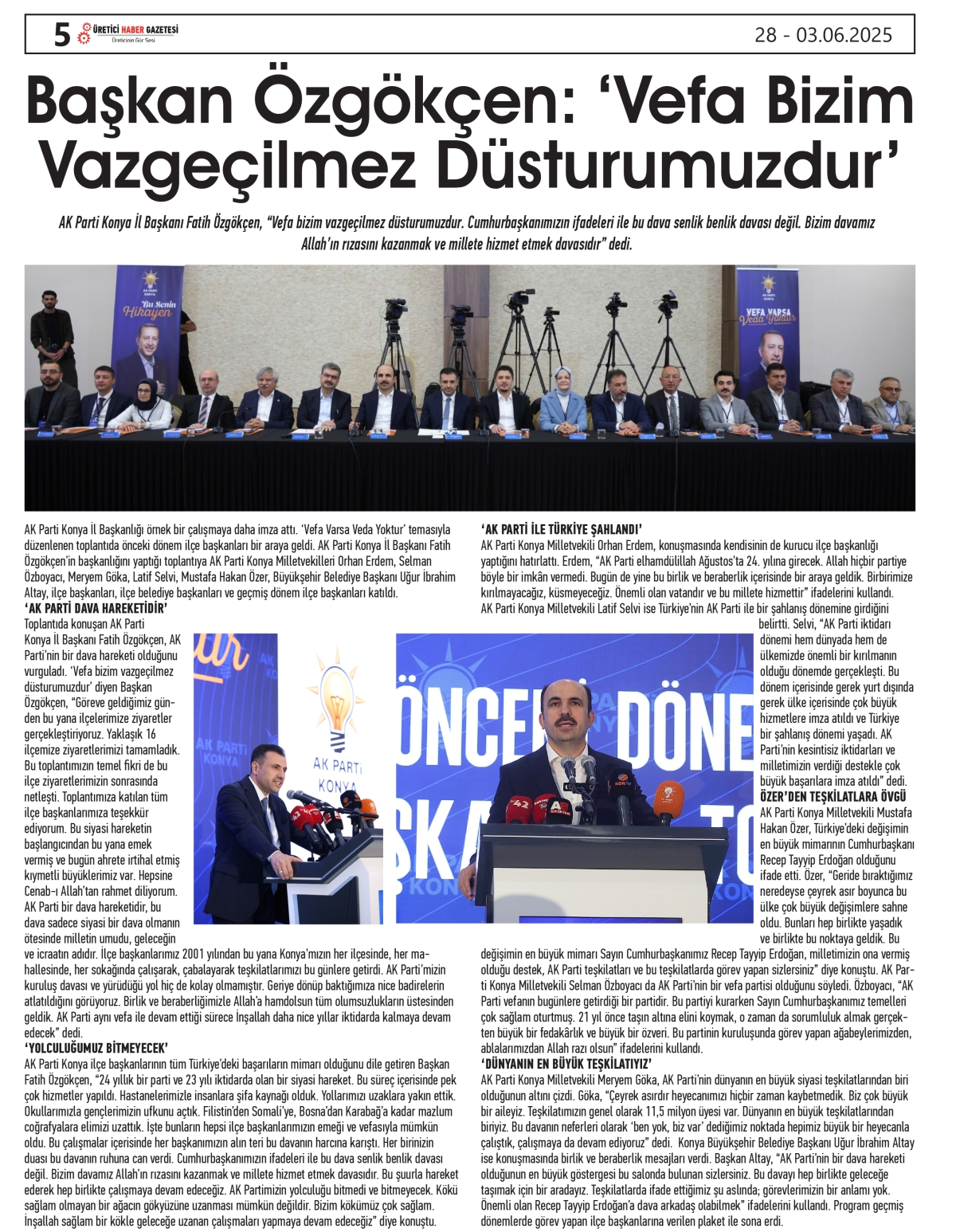 ÜRETİCİ   HABER  GAZETESİ   28.05.2025