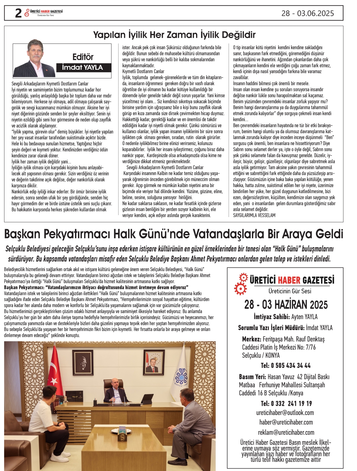 ÜRETİCİ   HABER  GAZETESİ   28.05.2025