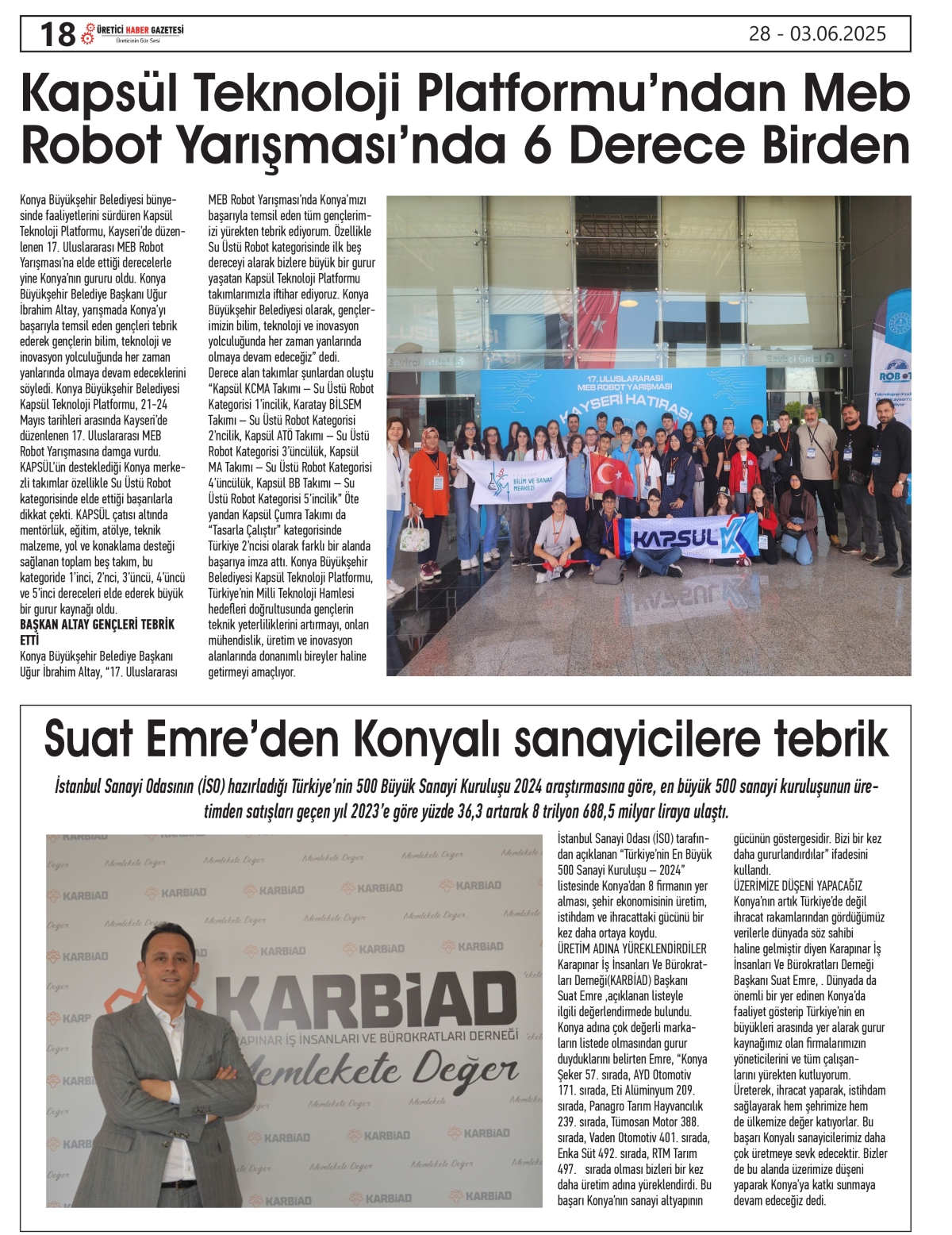 ÜRETİCİ   HABER  GAZETESİ   28.05.2025