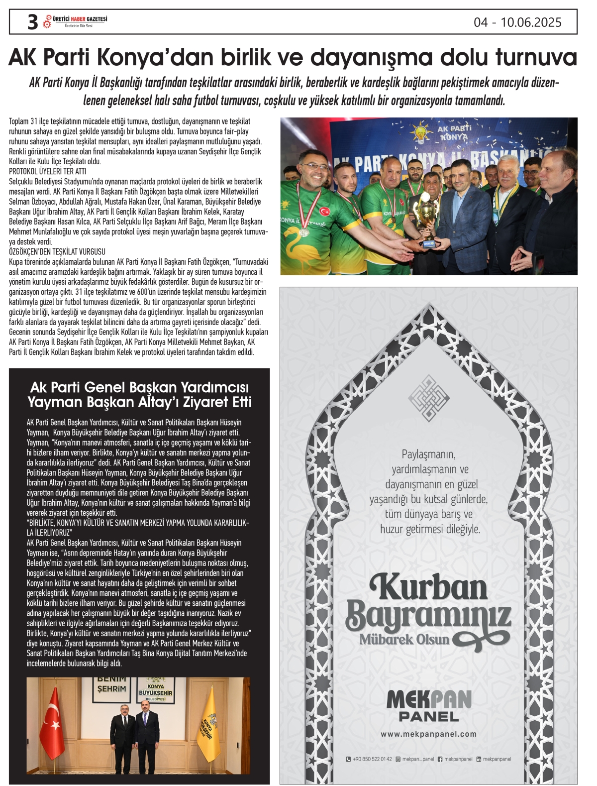 ÜRETİCİ HABER  GAZETESİ    04.06.2025