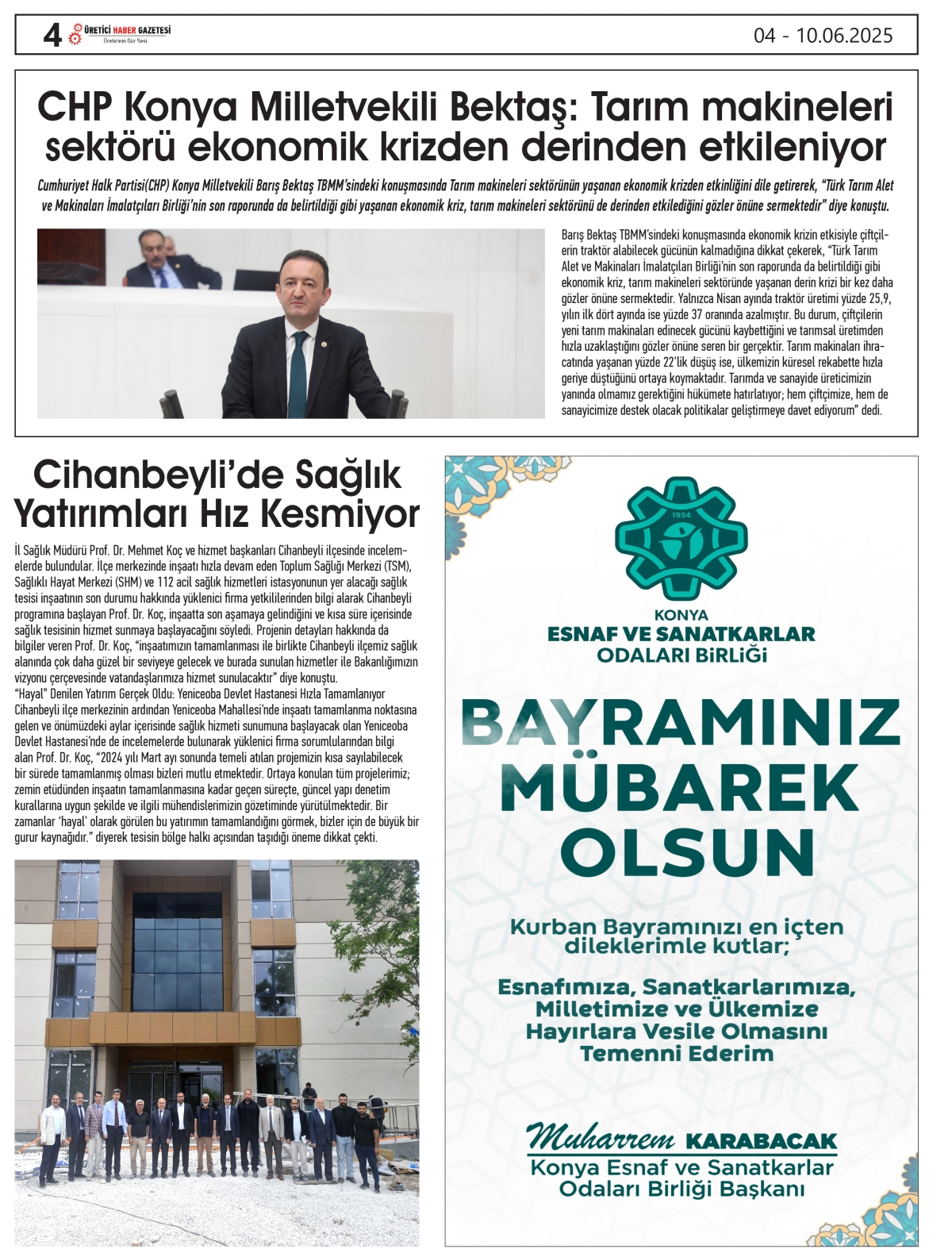 ÜRETİCİ HABER  GAZETESİ    04.06.2025