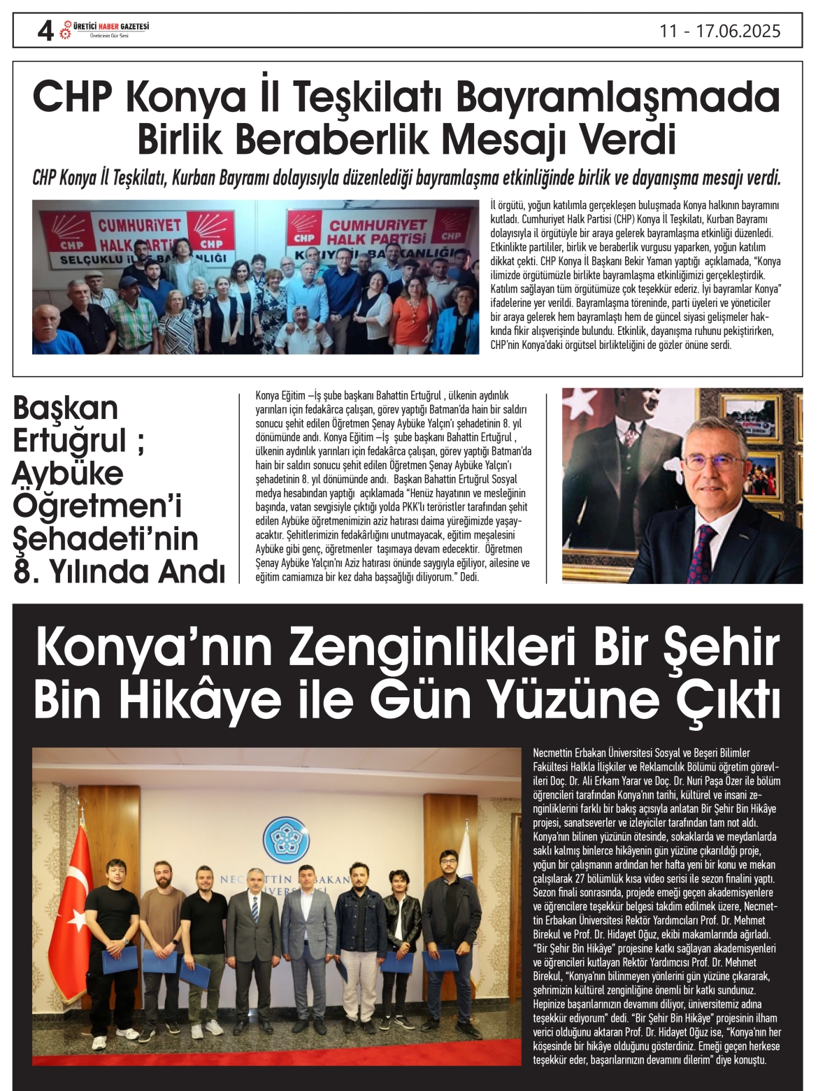 ÜRETİCİ HABER  GAZETESİ     11.06.2025