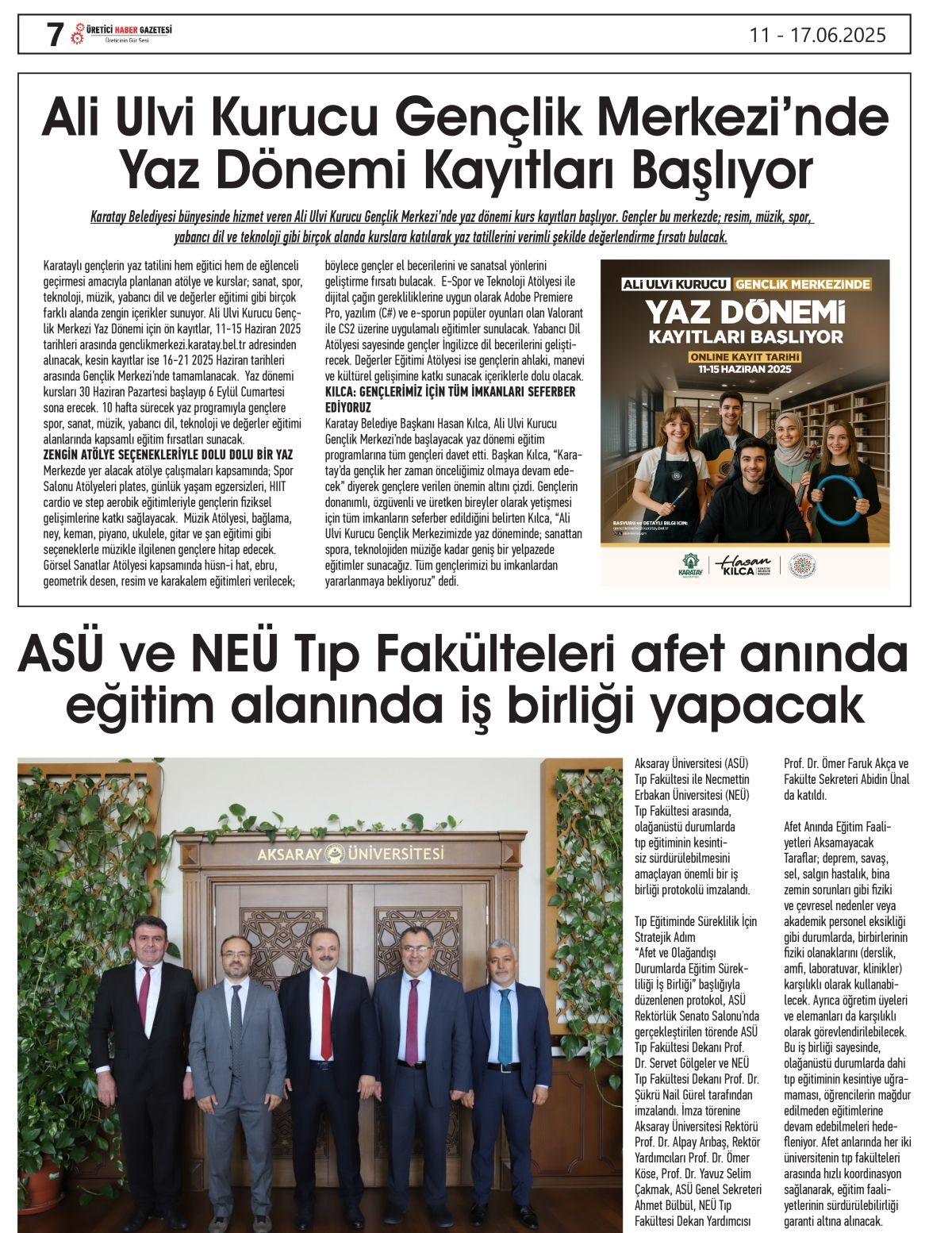 ÜRETİCİ HABER  GAZETESİ     11.06.2025