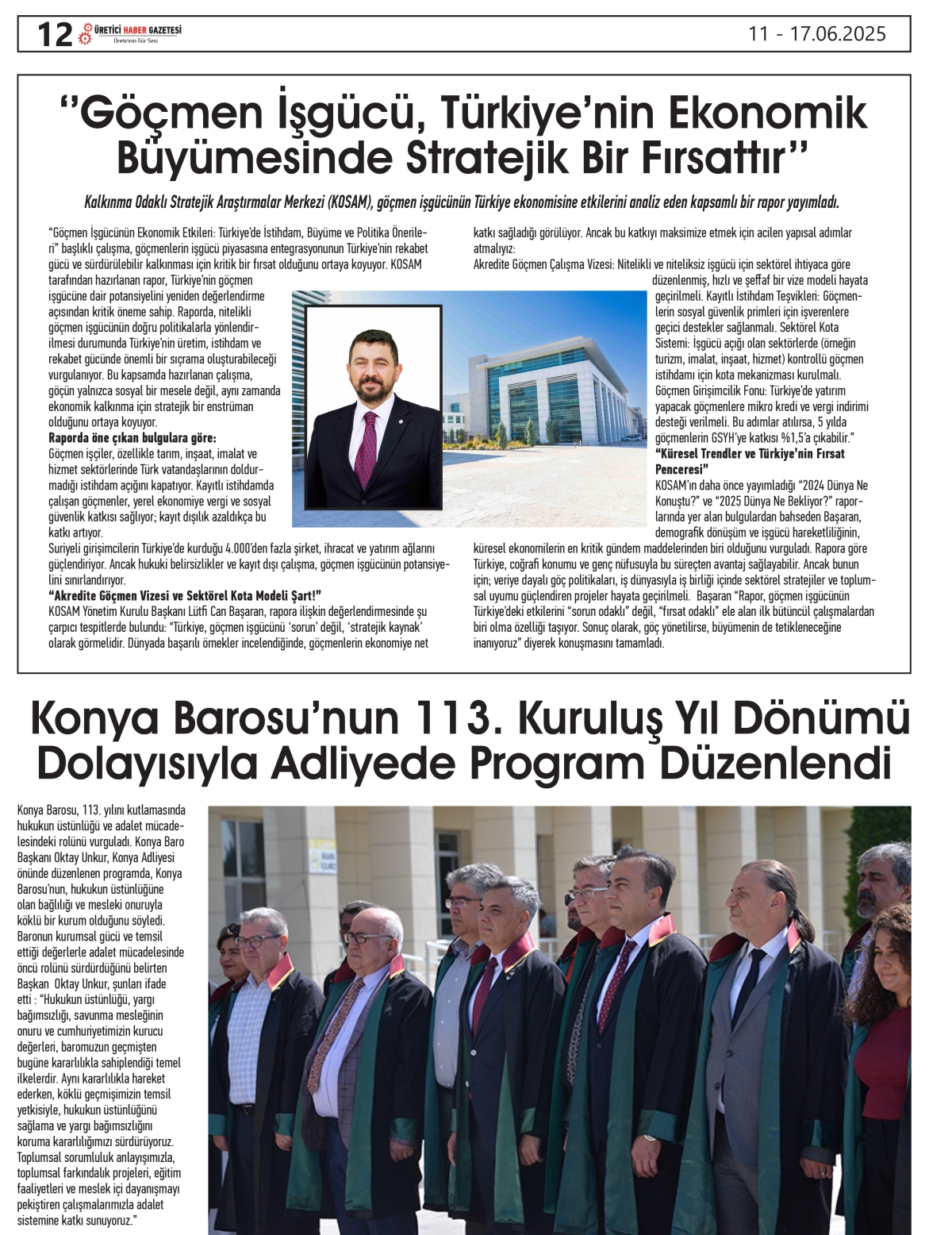 ÜRETİCİ HABER  GAZETESİ     11.06.2025