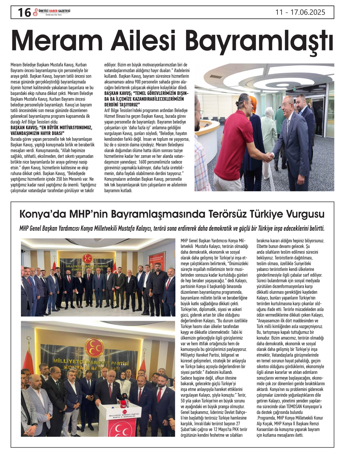 ÜRETİCİ HABER  GAZETESİ     11.06.2025