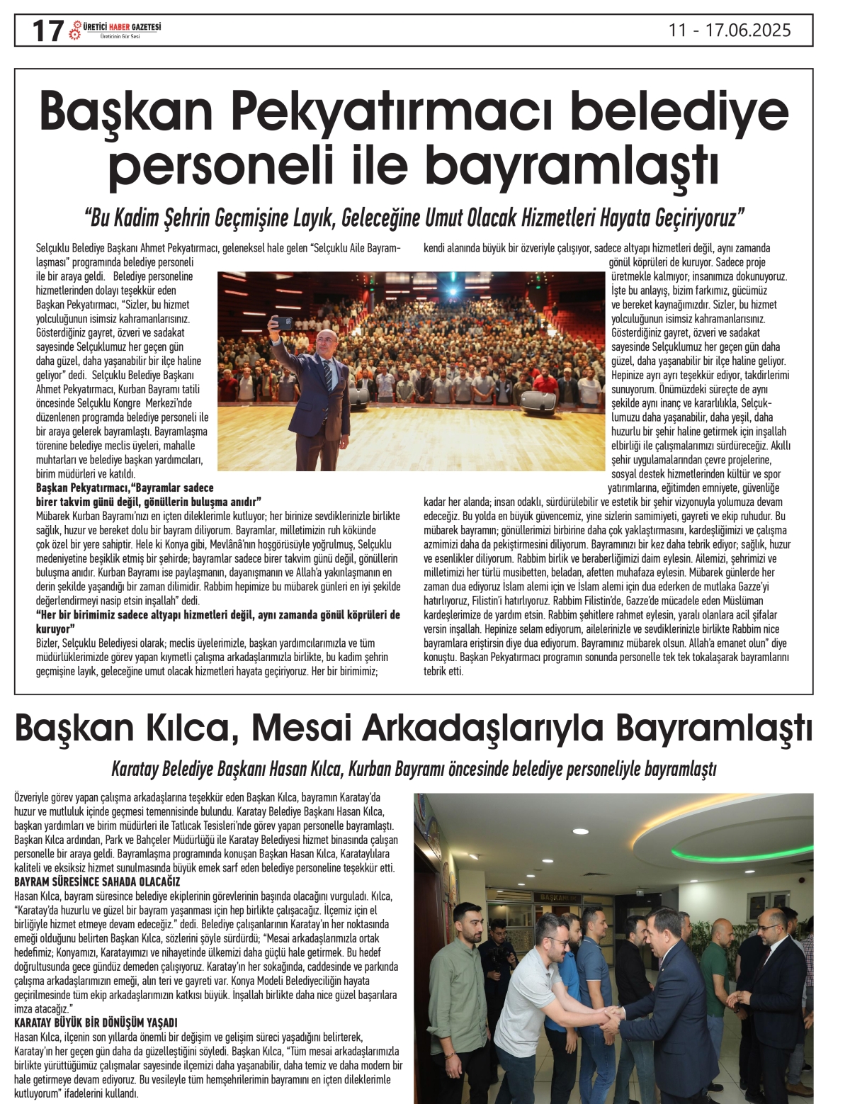 ÜRETİCİ HABER  GAZETESİ     11.06.2025