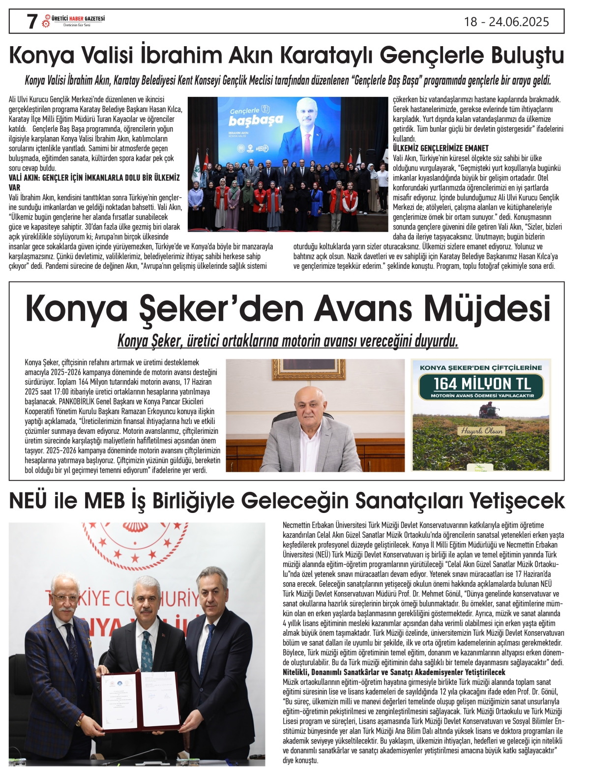 ÜRETİCİ  HABER  GAZETESİ   18.06.2025