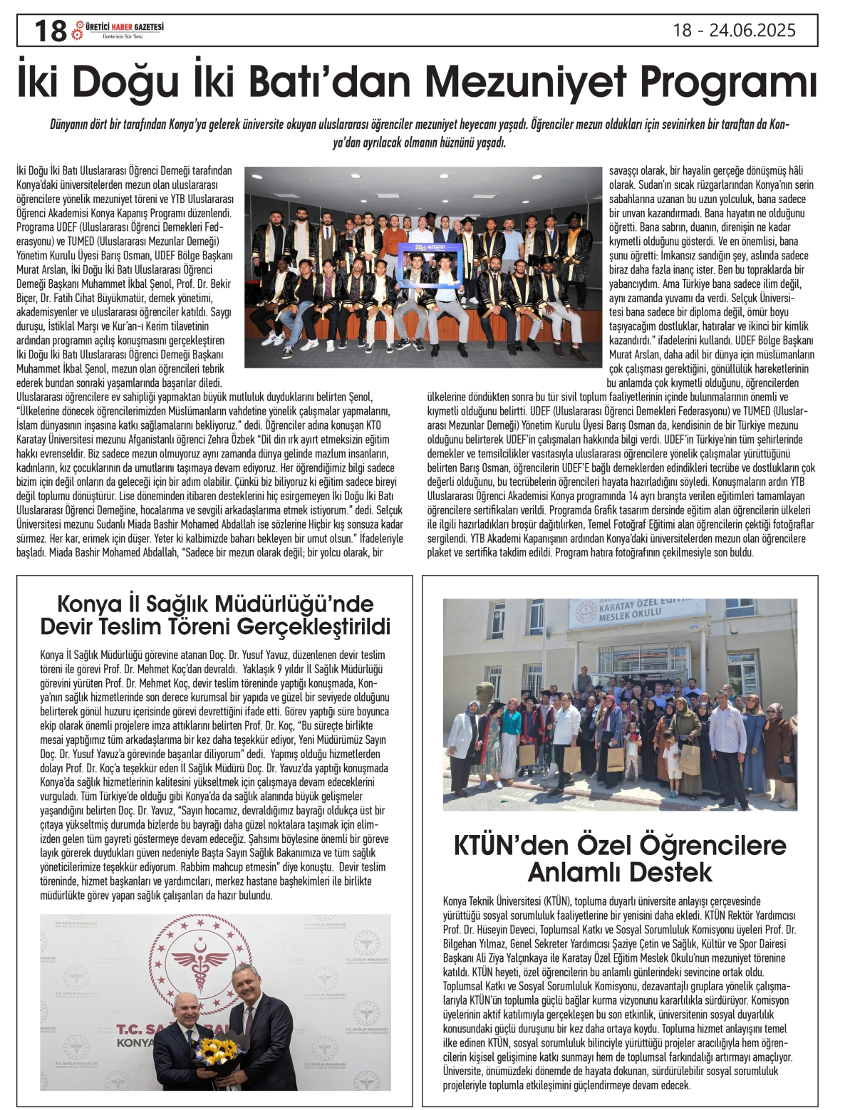 ÜRETİCİ  HABER  GAZETESİ   18.06.2025