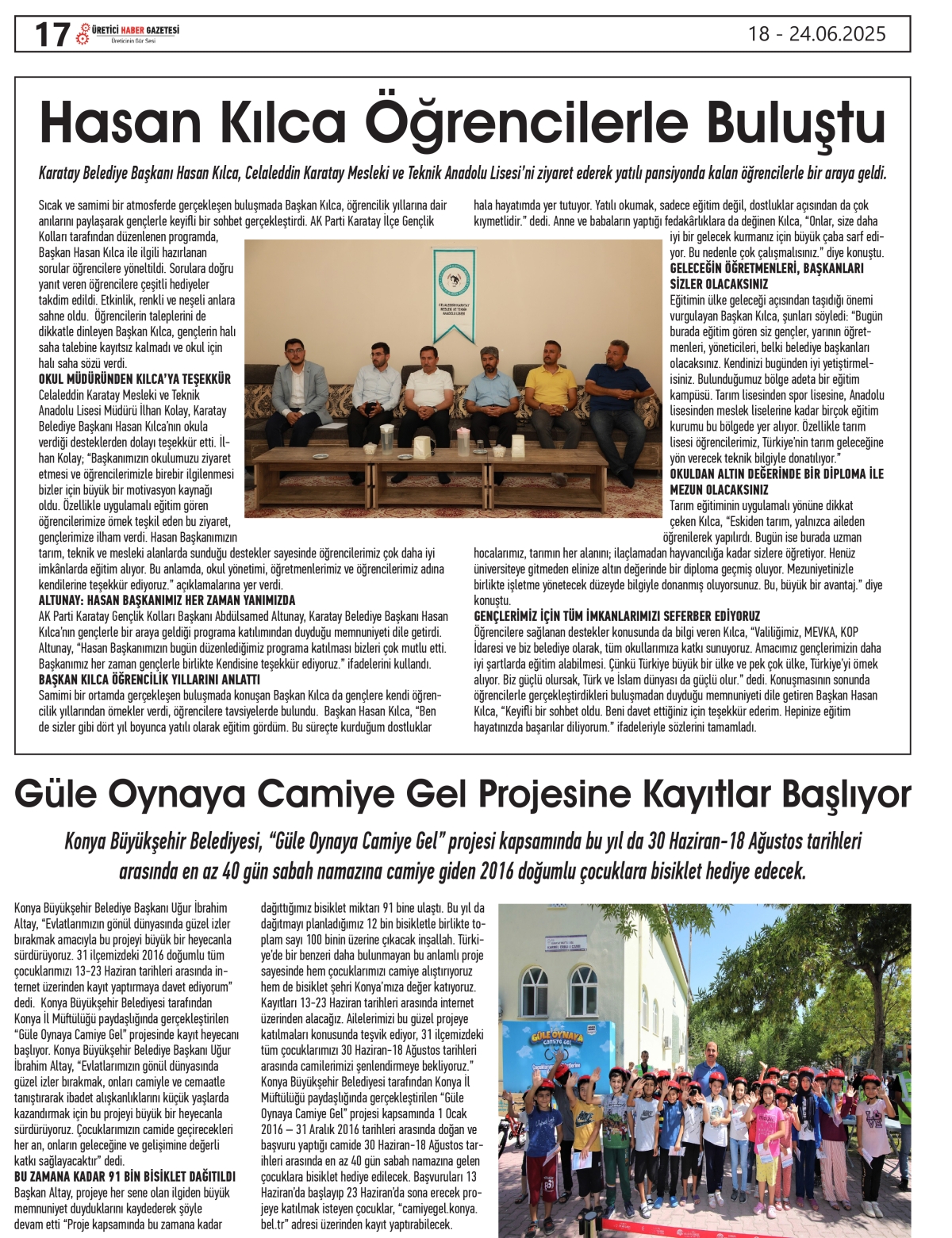 ÜRETİCİ  HABER  GAZETESİ   18.06.2025