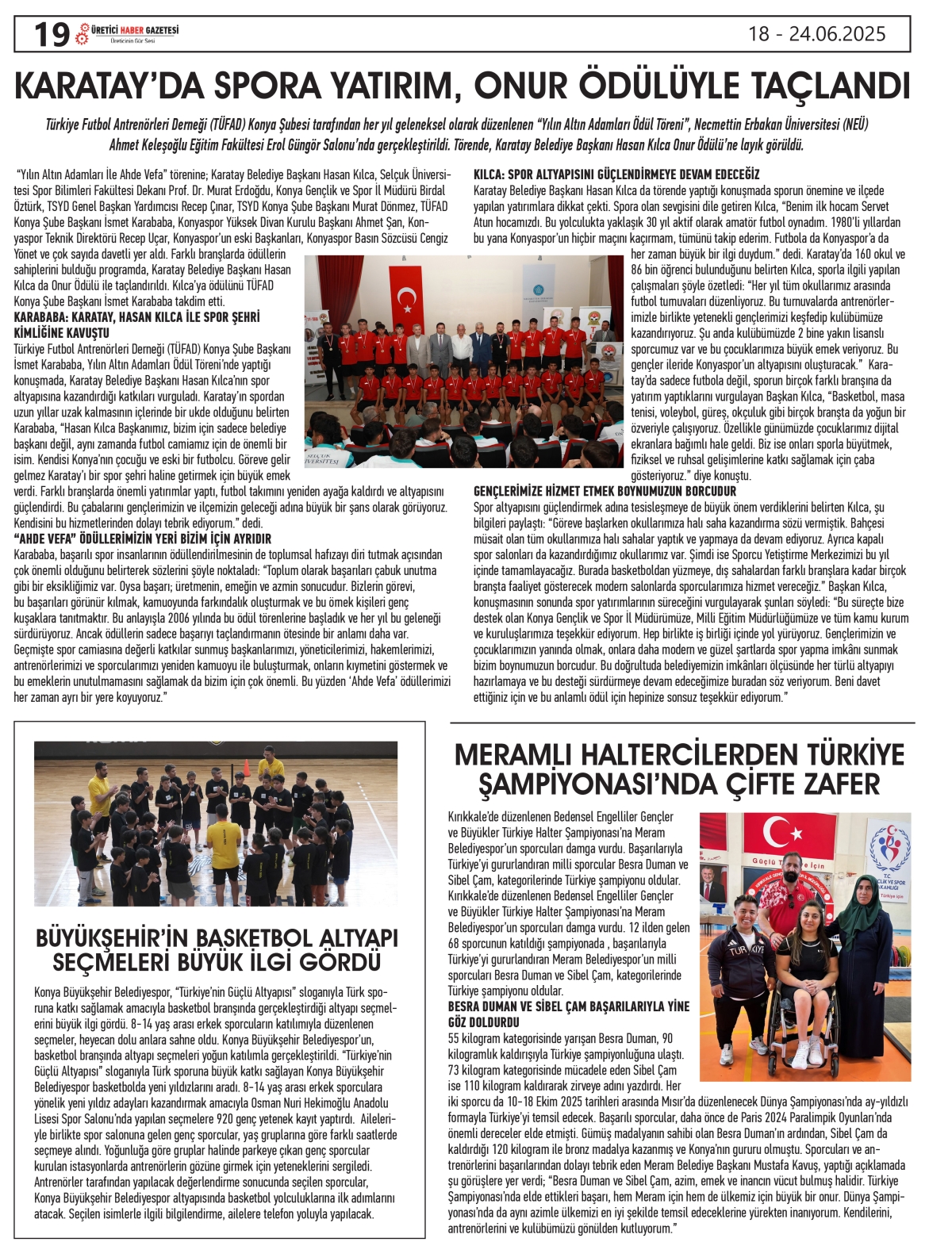 ÜRETİCİ  HABER  GAZETESİ   18.06.2025
