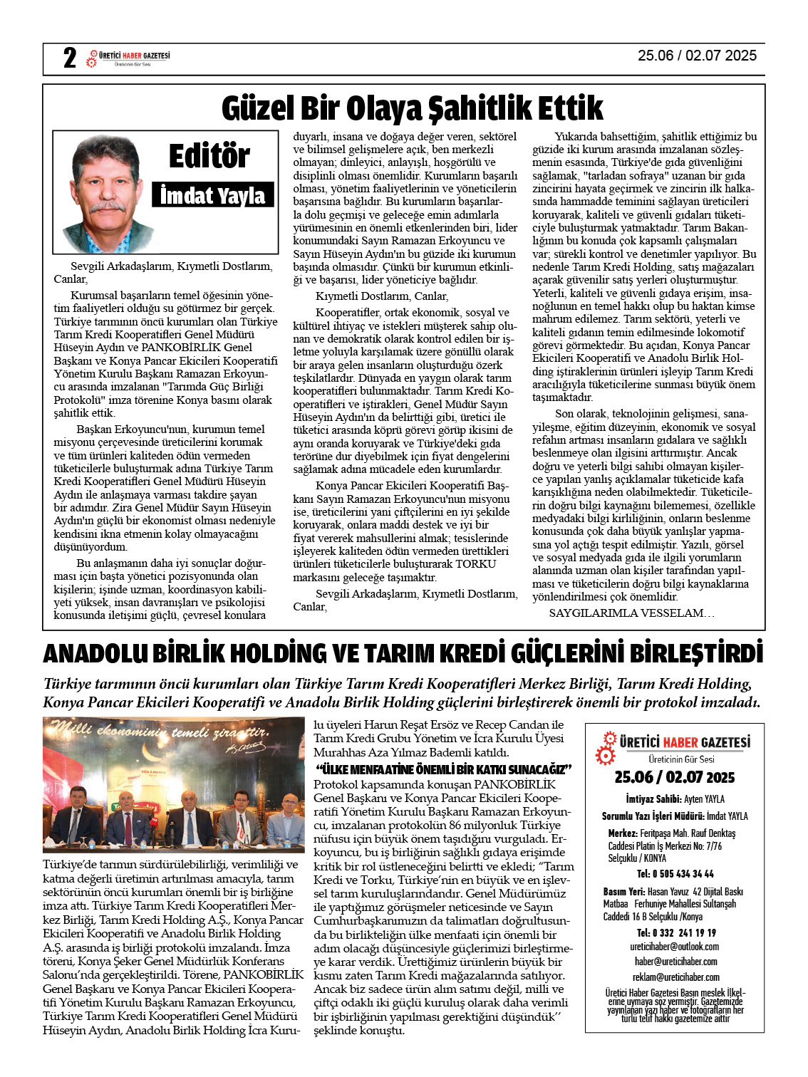 ÜRETİCİ HABER GAZETESİ   25.06.2025