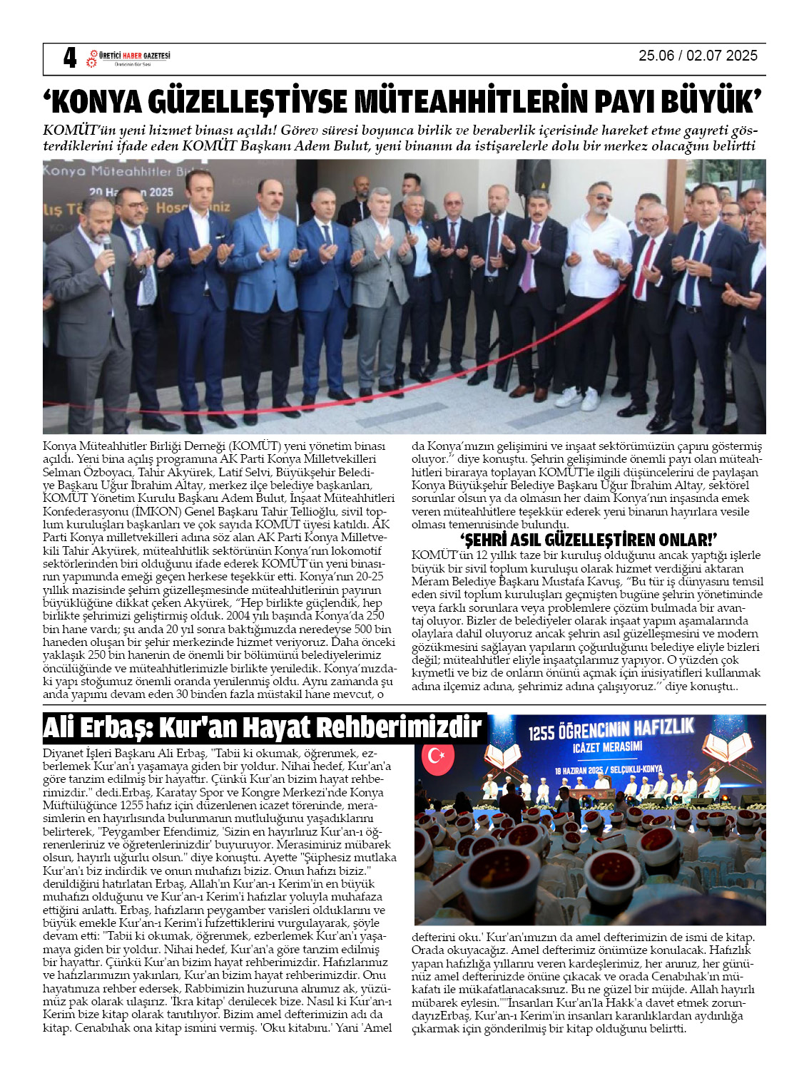 ÜRETİCİ HABER GAZETESİ   25.06.2025