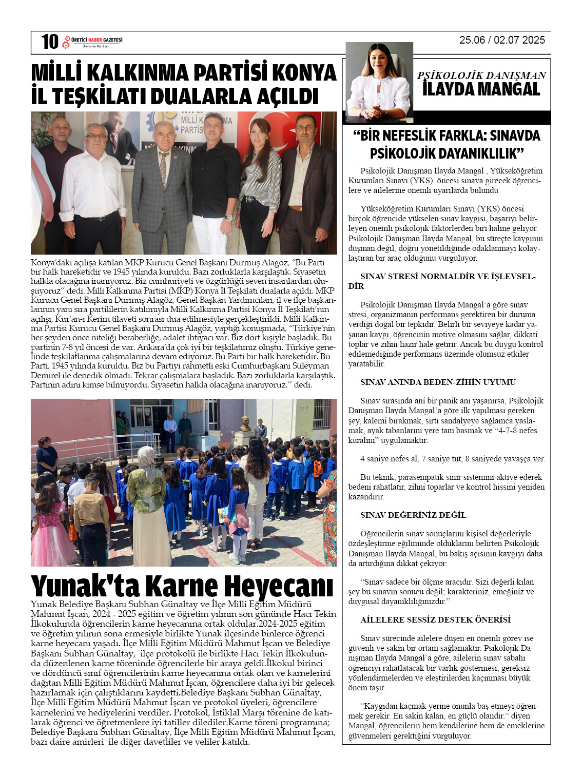 ÜRETİCİ HABER GAZETESİ   25.06.2025