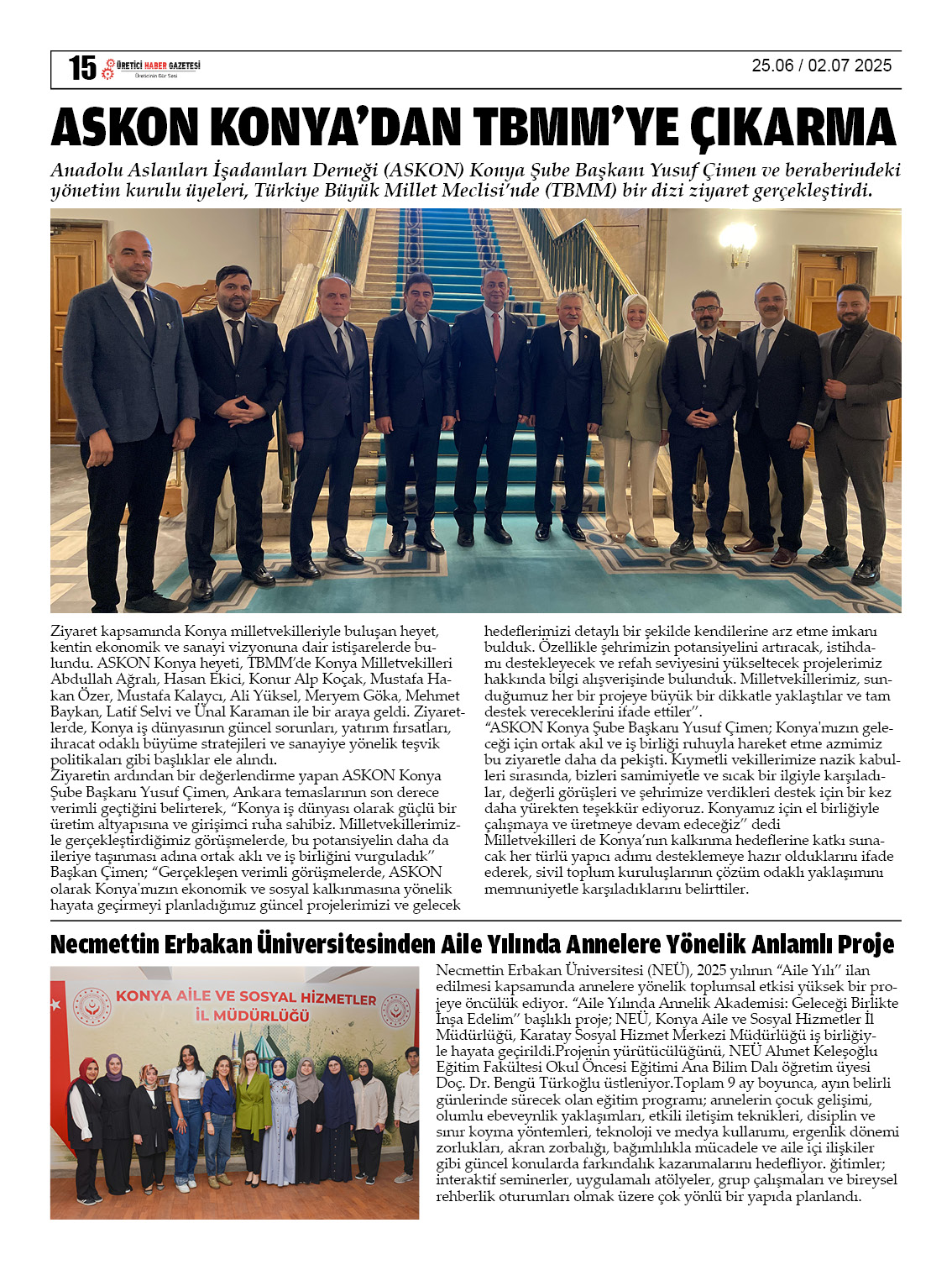 ÜRETİCİ HABER GAZETESİ   25.06.2025