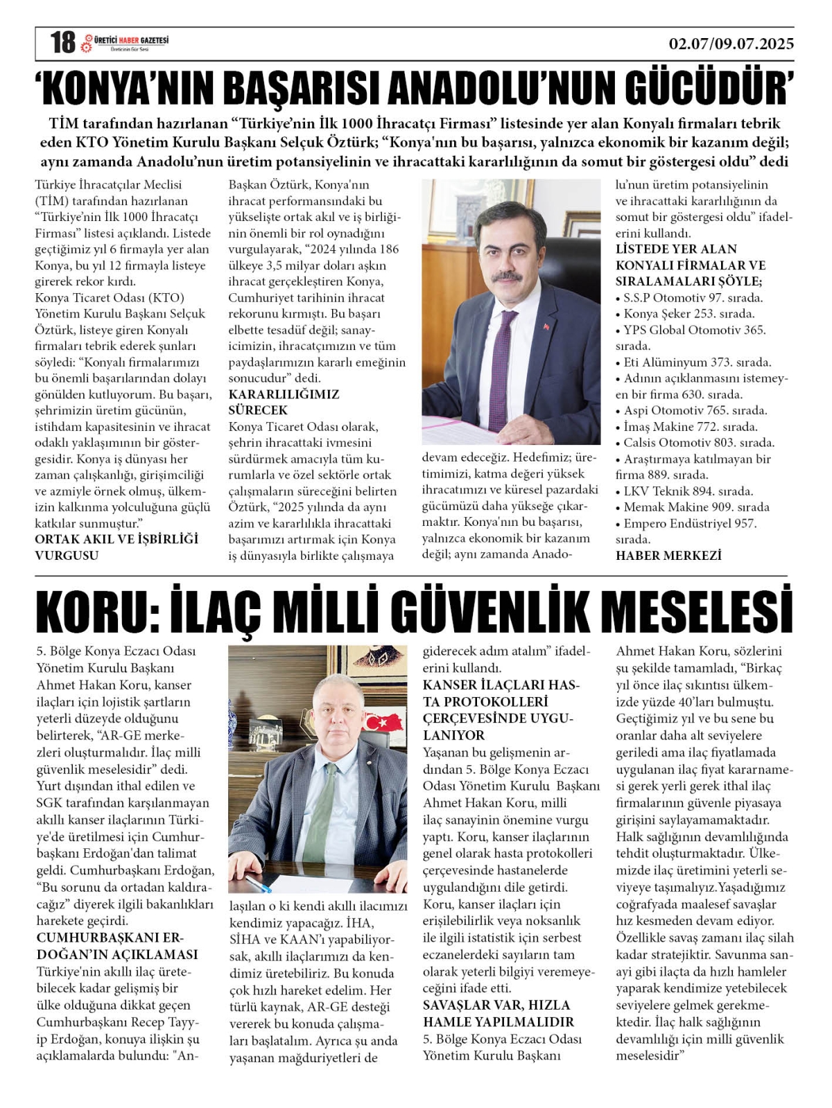 ÜRETİCİ  HABER  GAZETESİ  02.07.2025