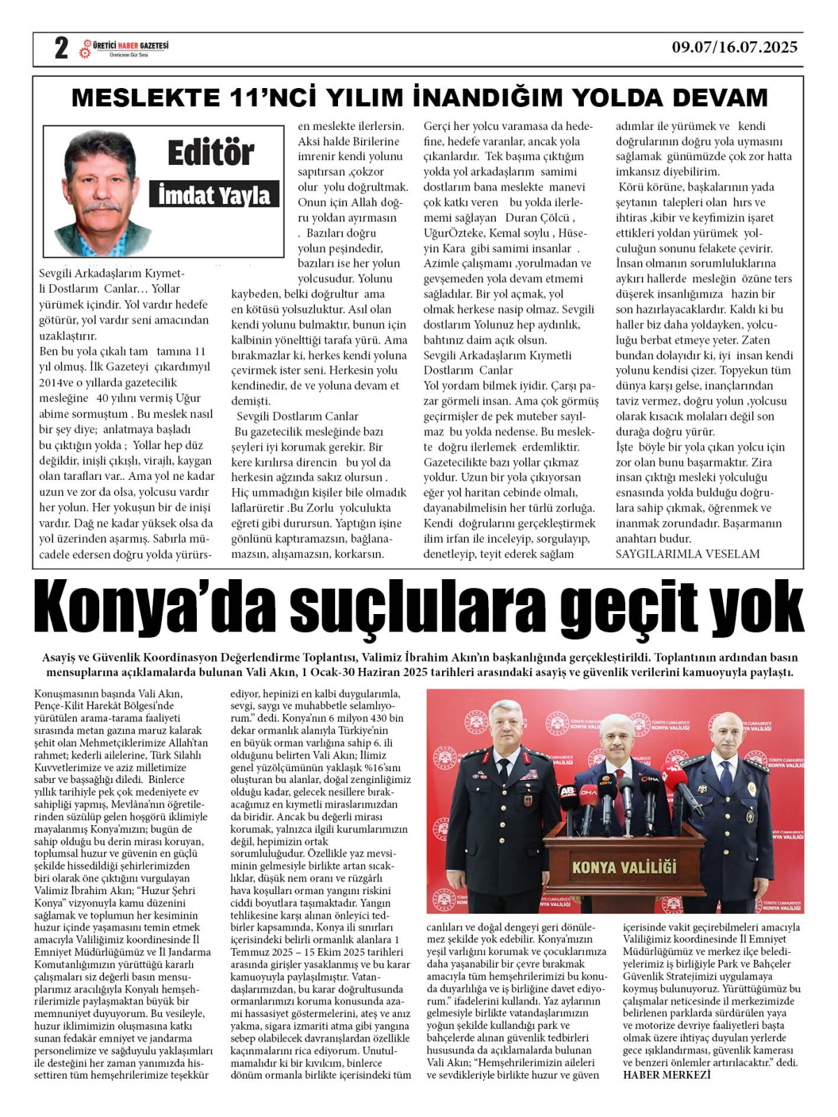 ÜRETİCİ  HABER  GAZETESİ  09.07.2025