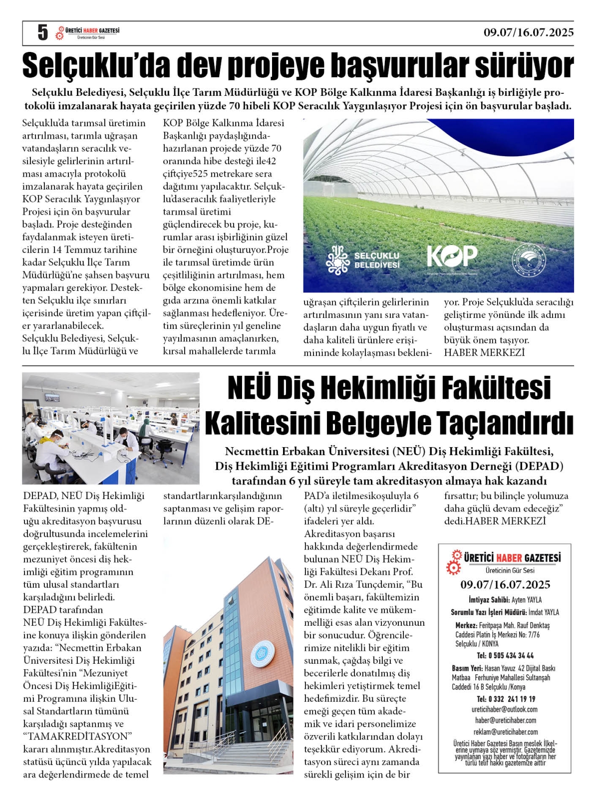 ÜRETİCİ  HABER  GAZETESİ  09.07.2025