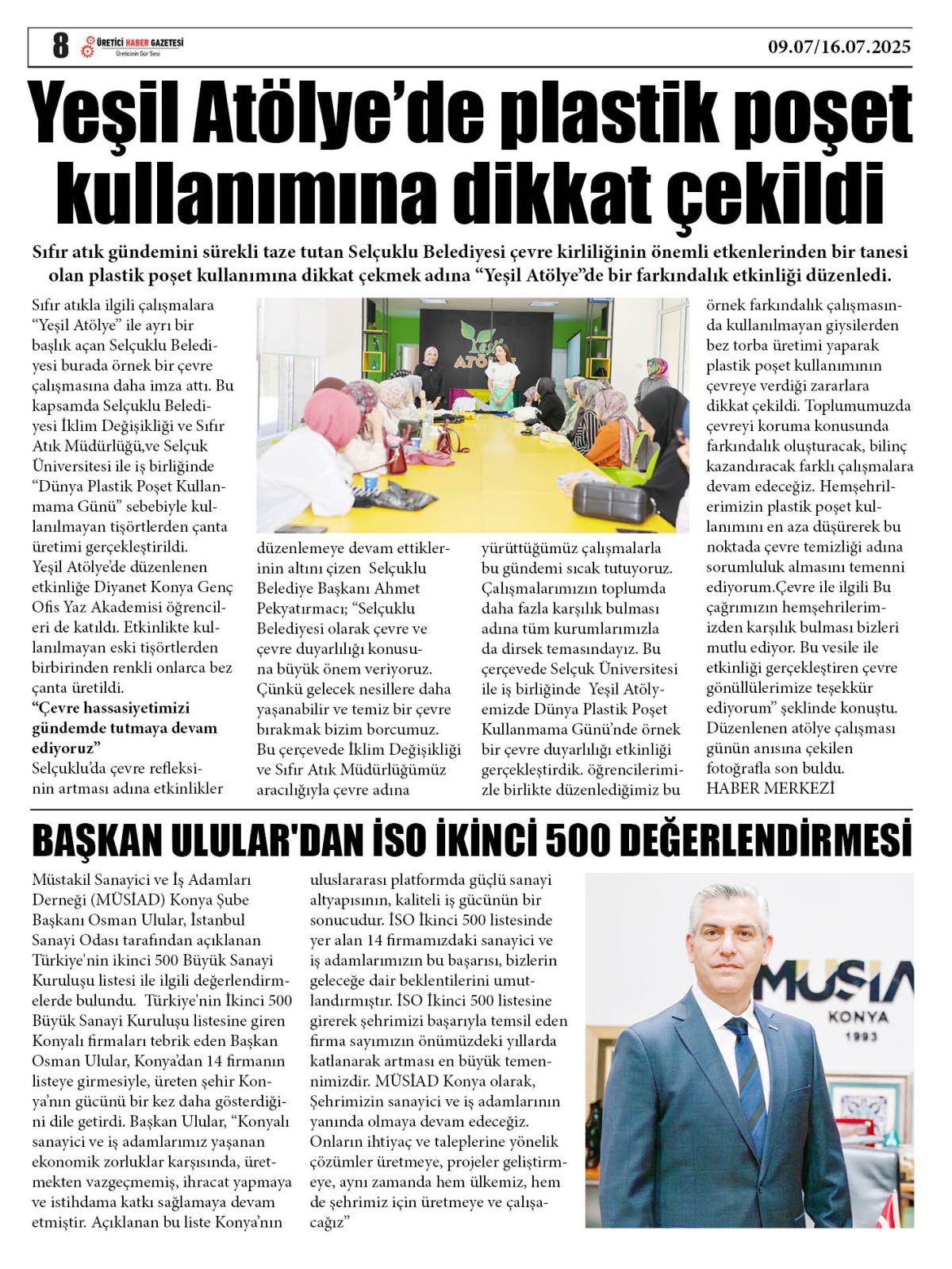 ÜRETİCİ  HABER  GAZETESİ  09.07.2025