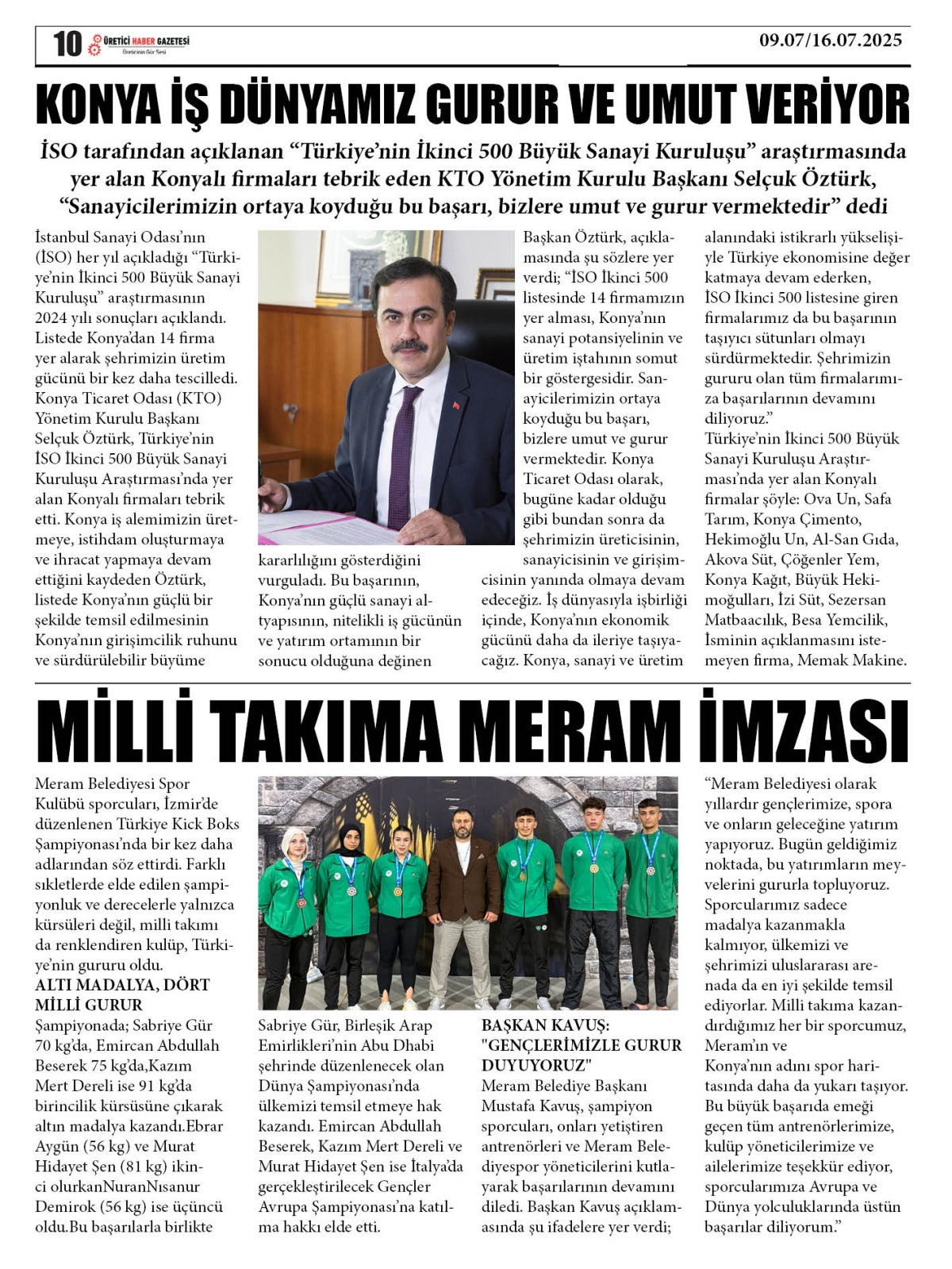 ÜRETİCİ  HABER  GAZETESİ  09.07.2025