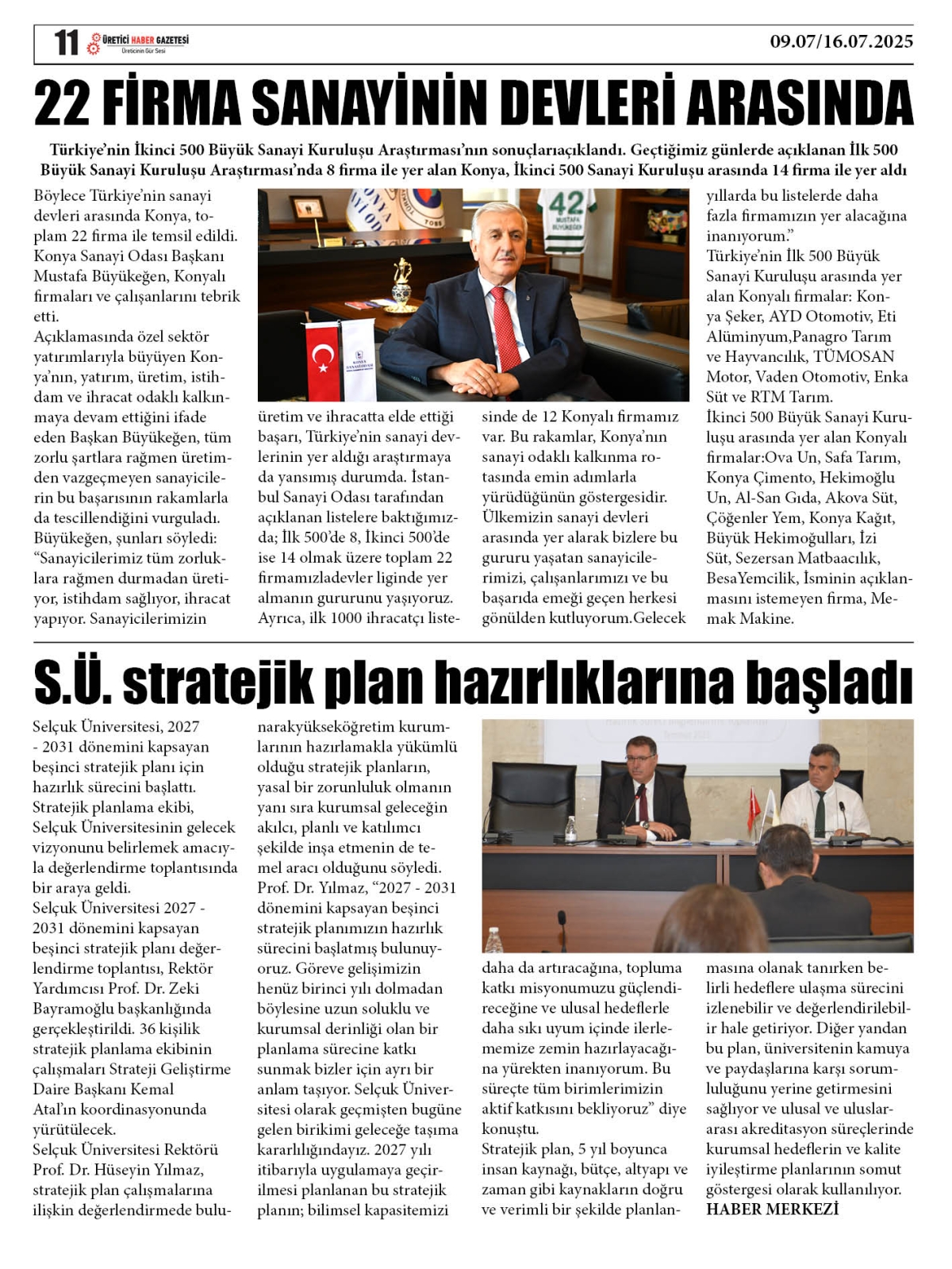 ÜRETİCİ  HABER  GAZETESİ  09.07.2025