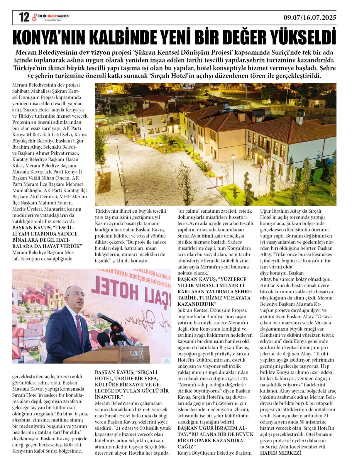 ÜRETİCİ  HABER  GAZETESİ  09.07.2025