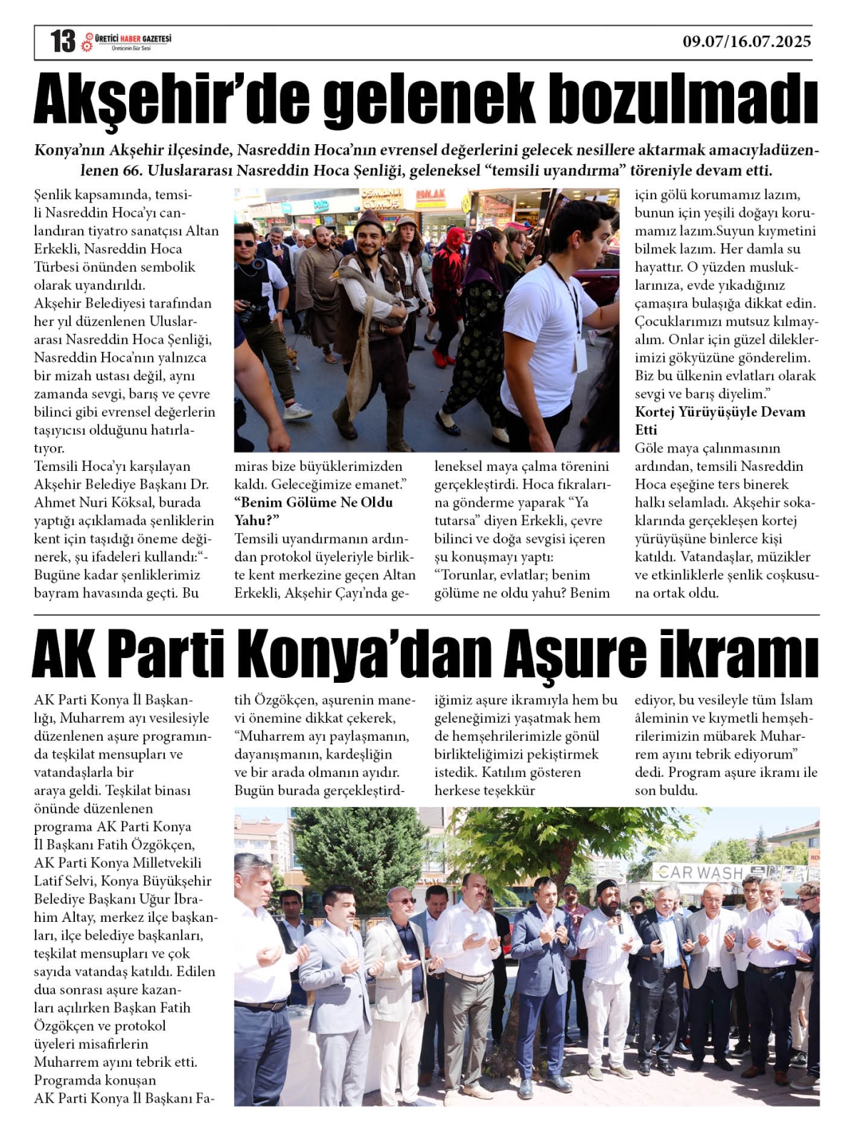 ÜRETİCİ  HABER  GAZETESİ  09.07.2025