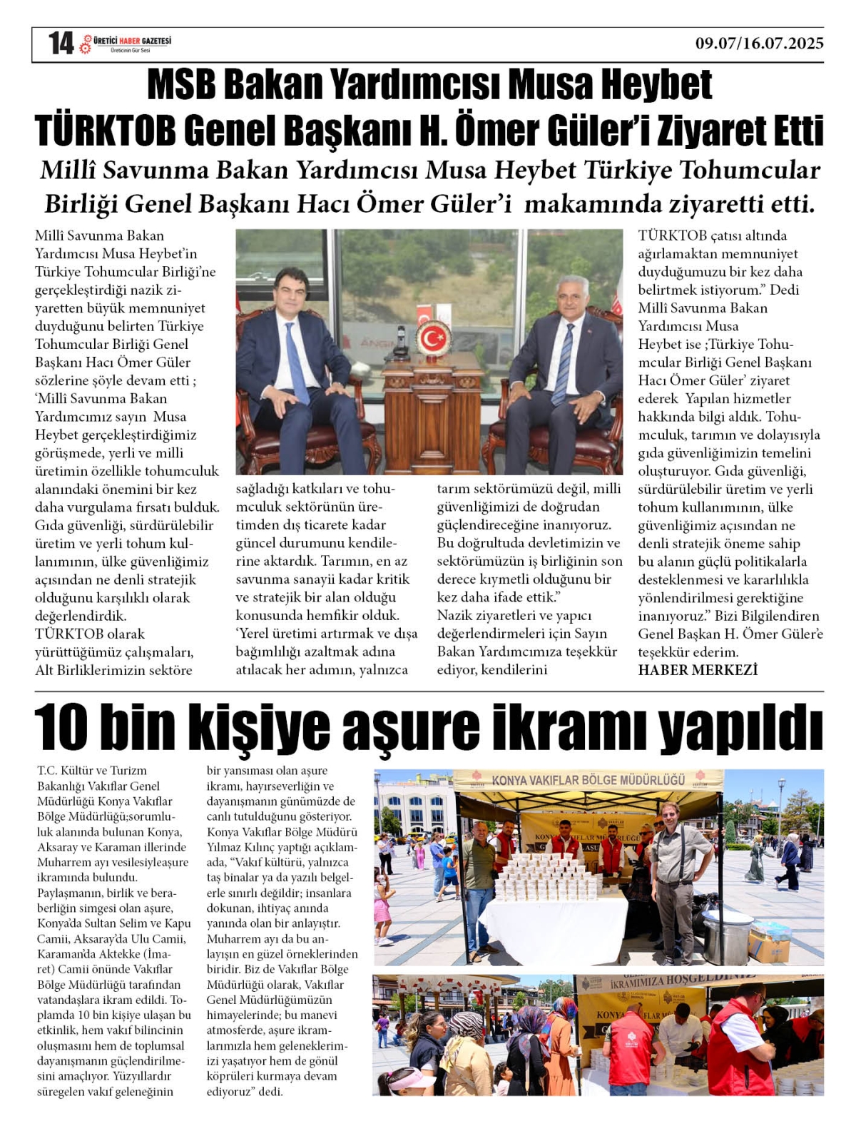 ÜRETİCİ  HABER  GAZETESİ  09.07.2025