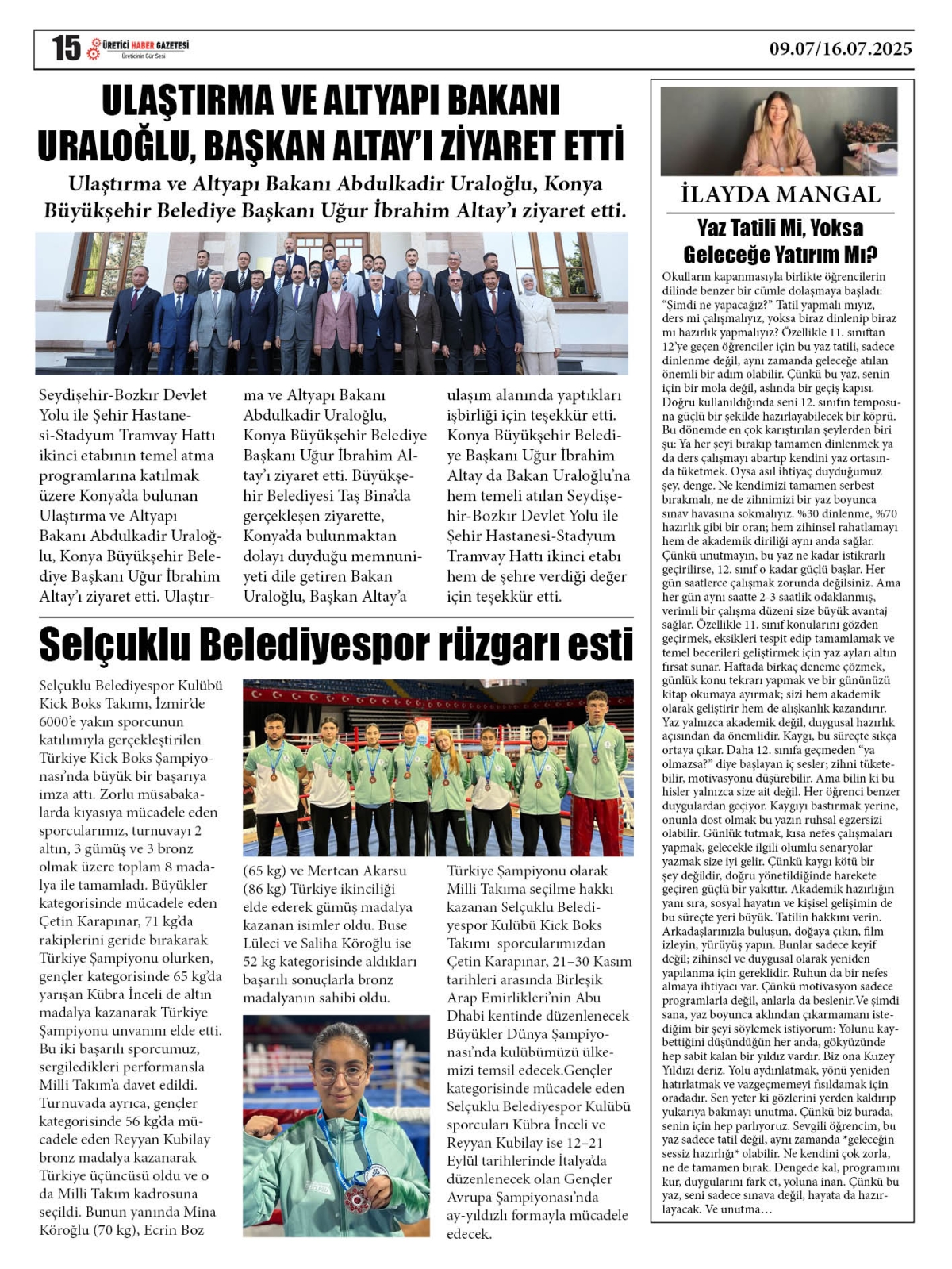 ÜRETİCİ  HABER  GAZETESİ  09.07.2025