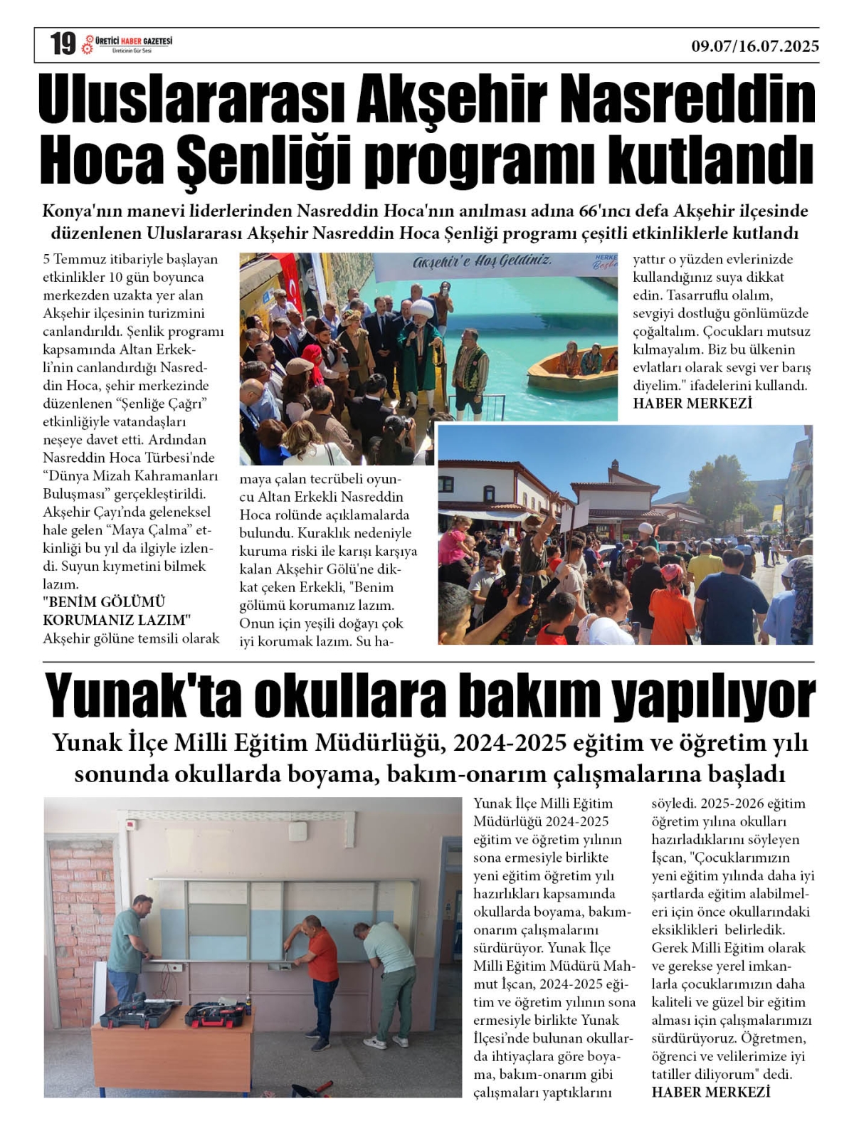 ÜRETİCİ  HABER  GAZETESİ  09.07.2025