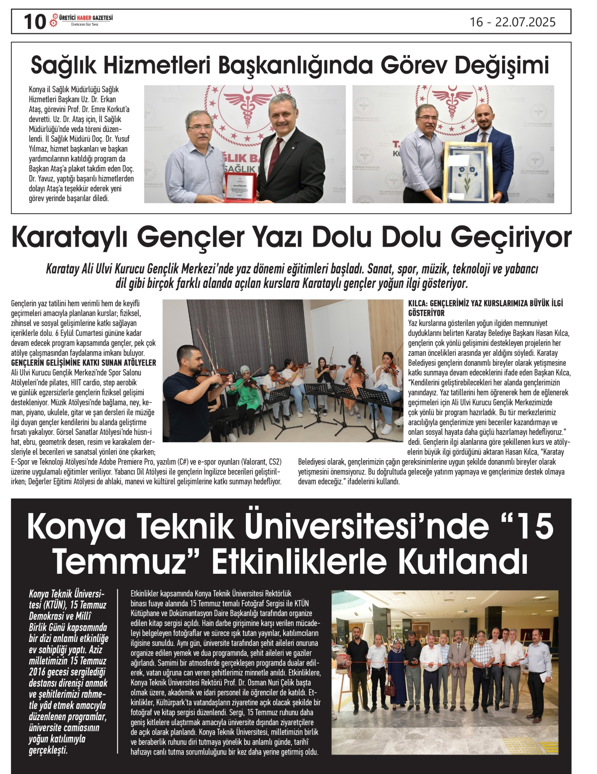 ÜRETİCİ  HABER  GAZETESİ    16.07.2025
