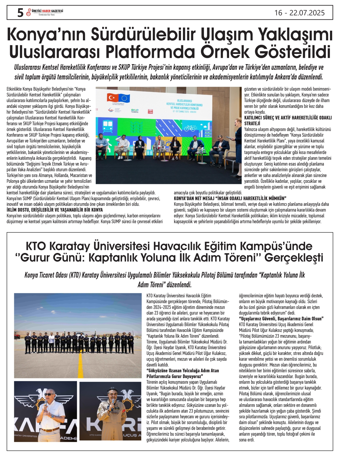 ÜRETİCİ  HABER  GAZETESİ    16.07.2025
