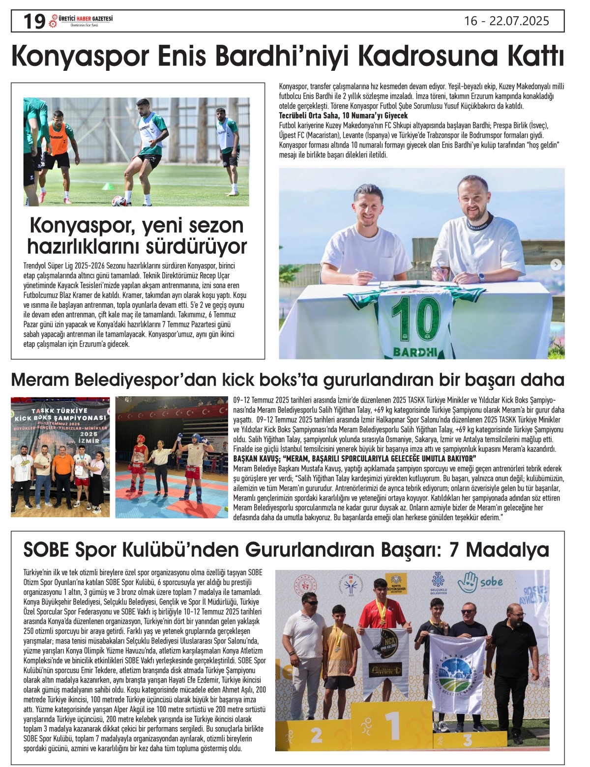 ÜRETİCİ  HABER  GAZETESİ    16.07.2025