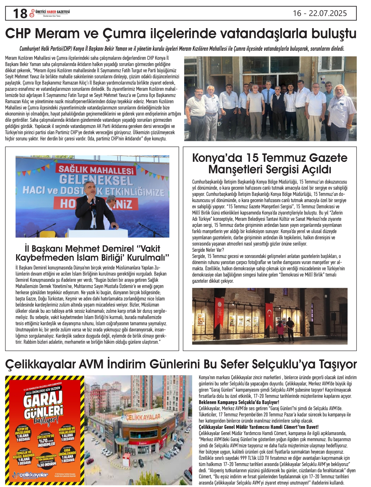 ÜRETİCİ  HABER  GAZETESİ    16.07.2025