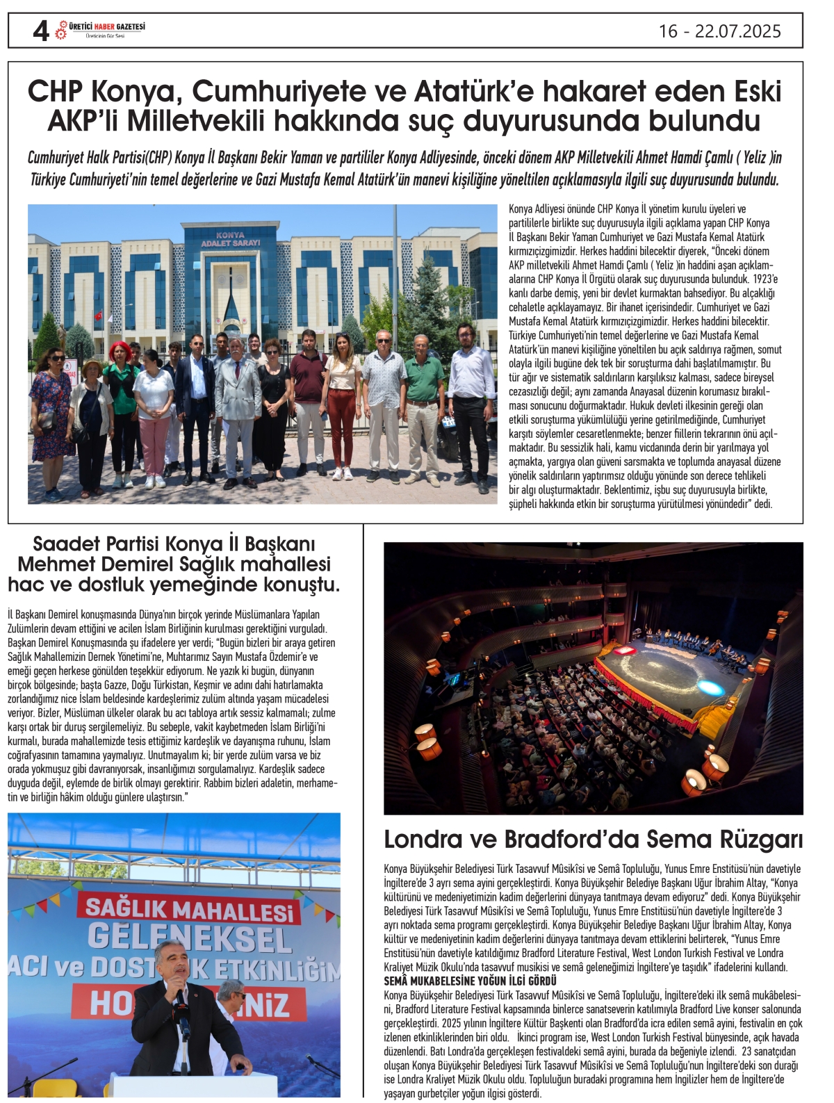 ÜRETİCİ  HABER  GAZETESİ    16.07.2025