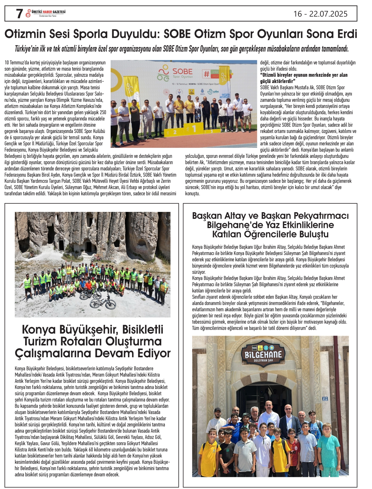 ÜRETİCİ  HABER  GAZETESİ    16.07.2025