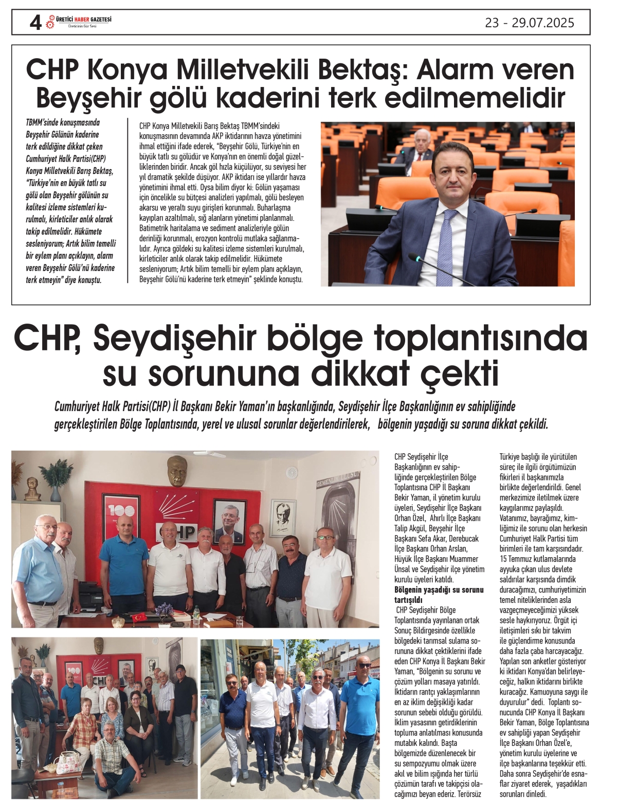 ÜRETİCİ  HABER  GAZETESİ     23.07.2025