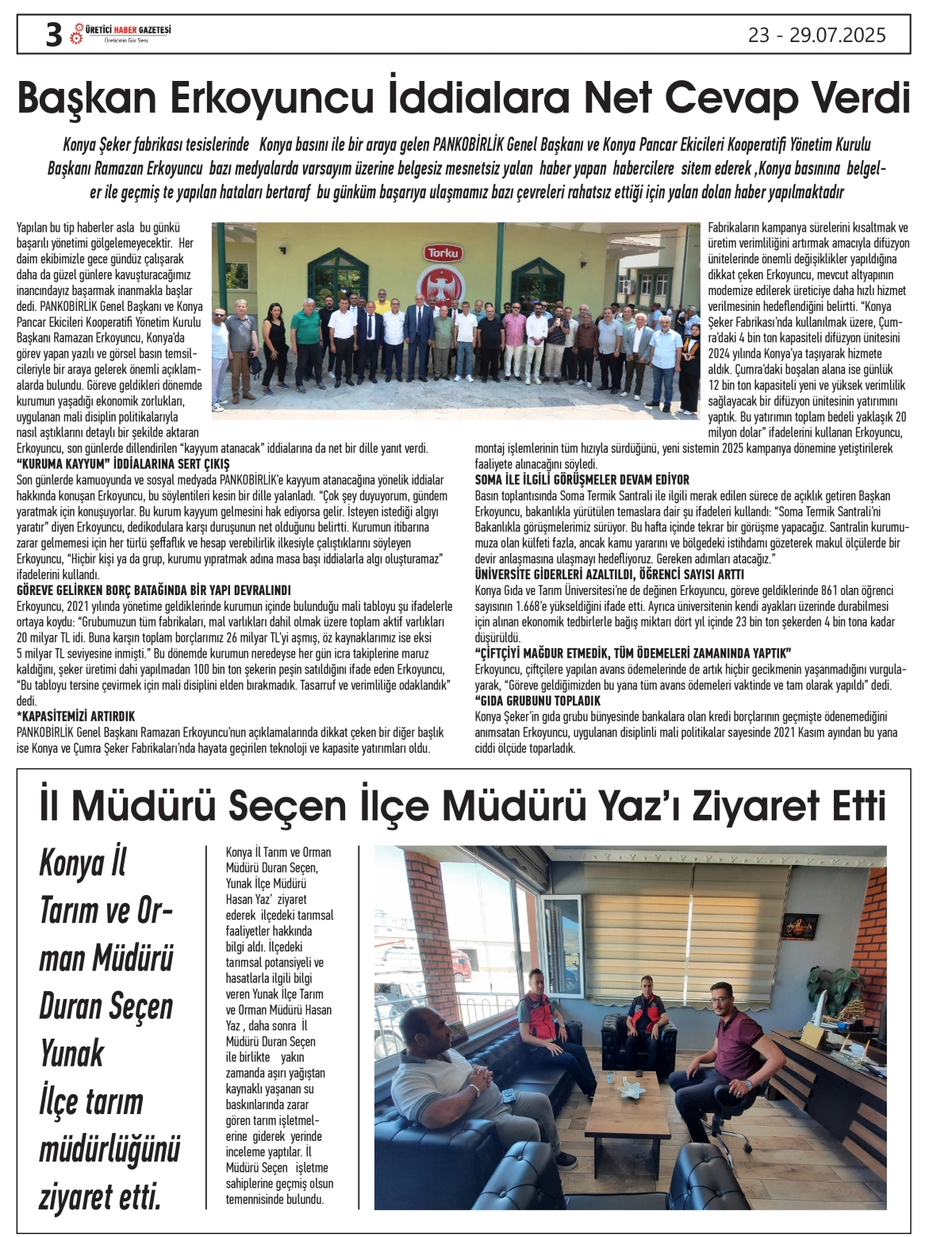 ÜRETİCİ  HABER  GAZETESİ     23.07.2025