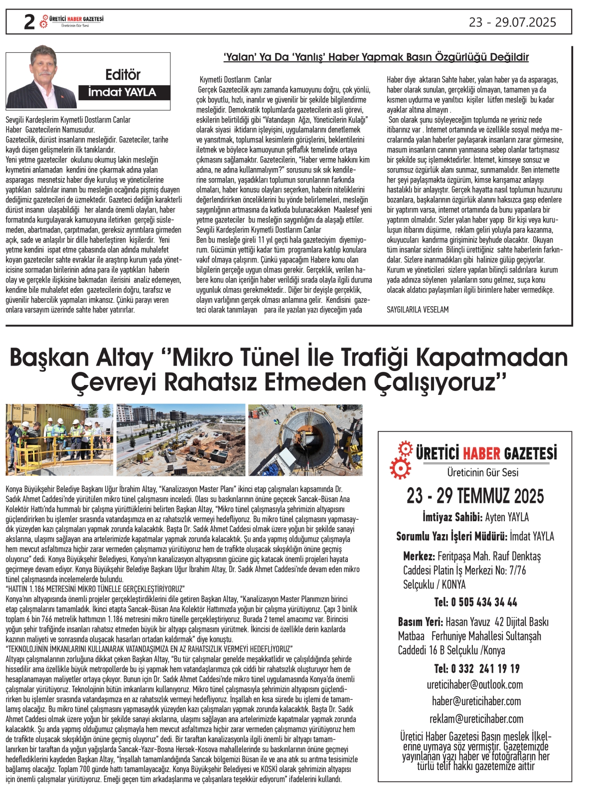 ÜRETİCİ  HABER  GAZETESİ     23.07.2025