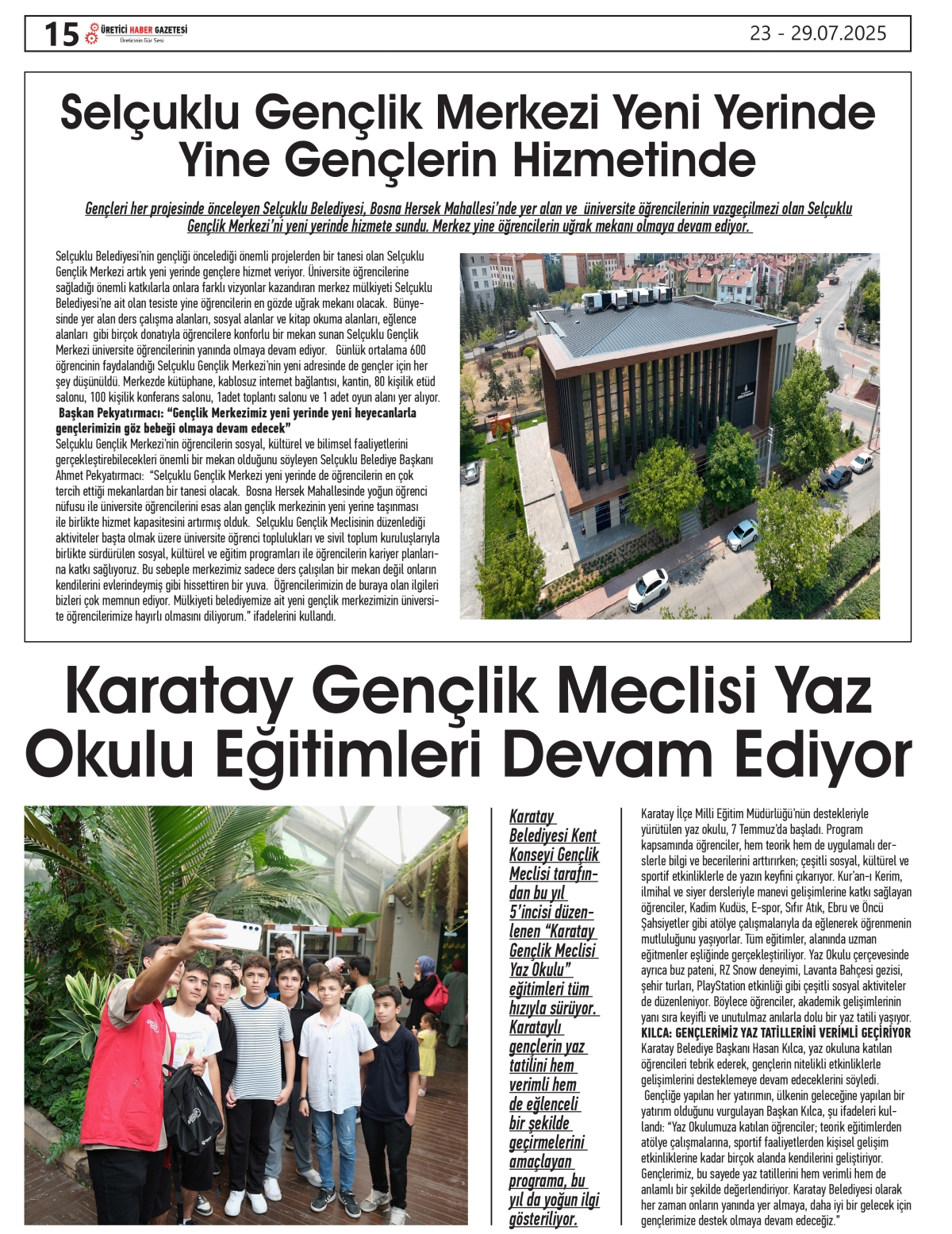 ÜRETİCİ  HABER  GAZETESİ     23.07.2025