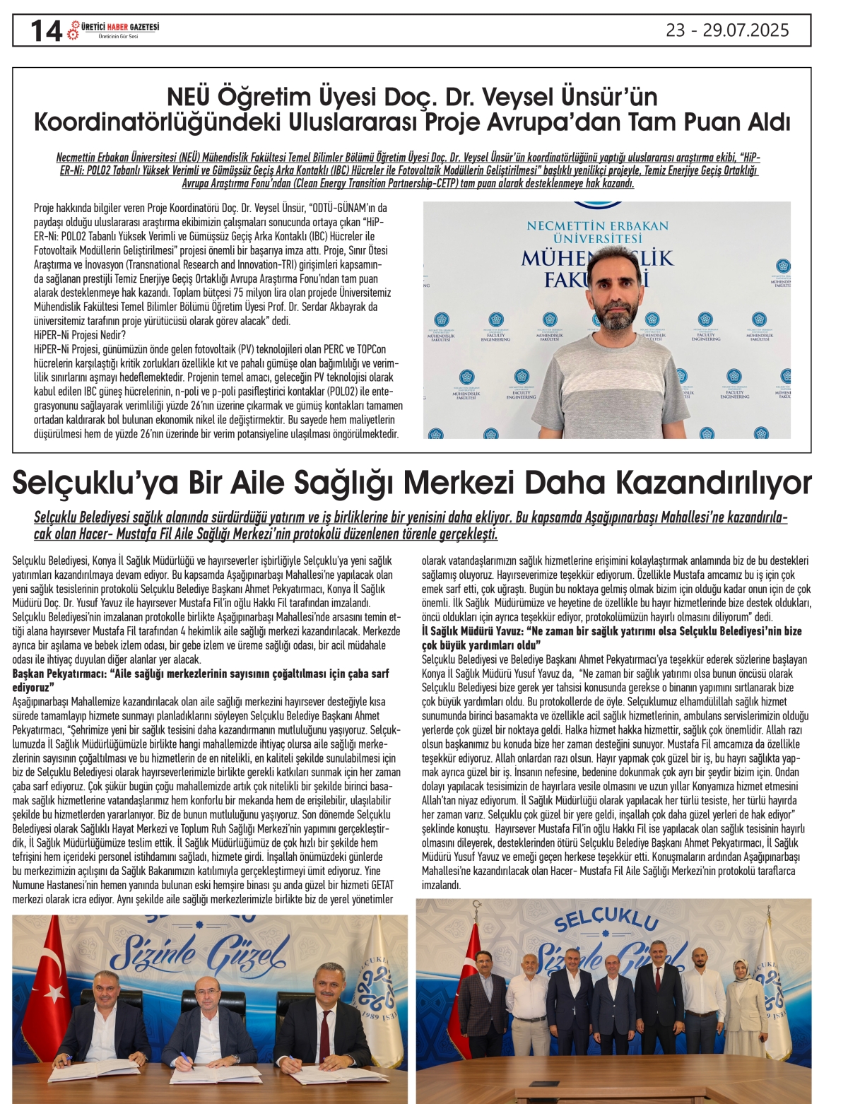ÜRETİCİ  HABER  GAZETESİ     23.07.2025
