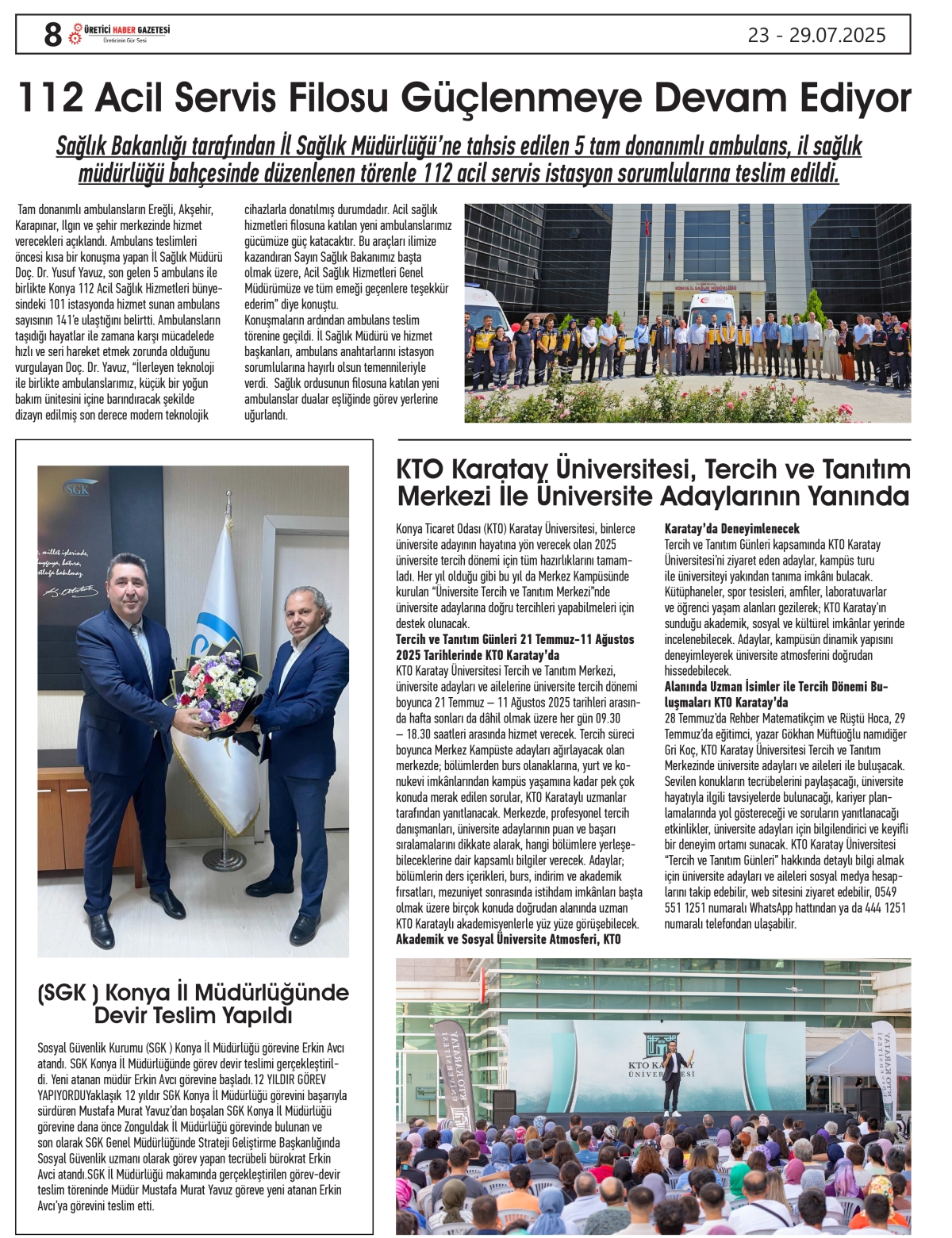 ÜRETİCİ  HABER  GAZETESİ     23.07.2025