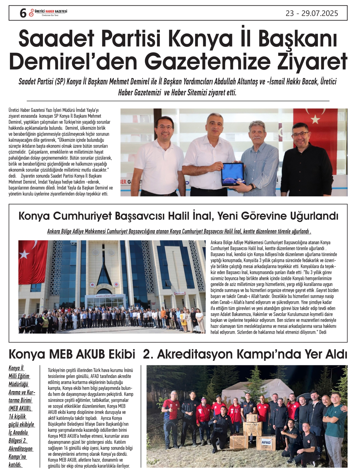 ÜRETİCİ  HABER  GAZETESİ     23.07.2025
